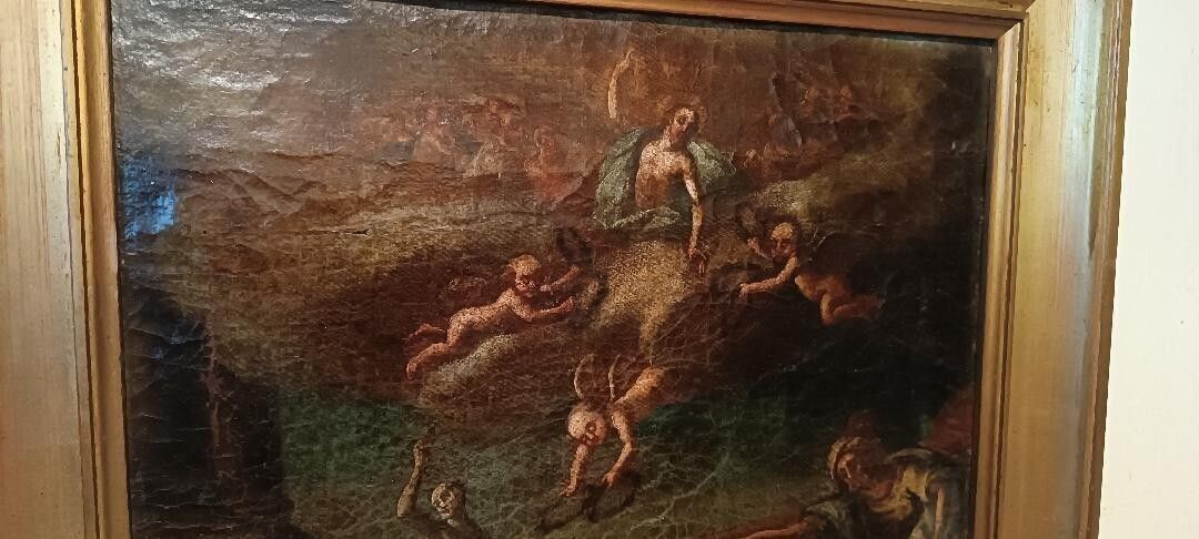 Art Dipinto Antico .  Olio Su Tela Assunzione Della Vergine XVIII Secolo photo