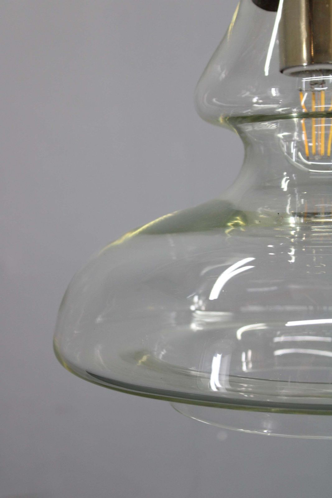 Mid Century Czech Glass Pendant Light Brass Finish 1970s Modern Rewired photo vintage