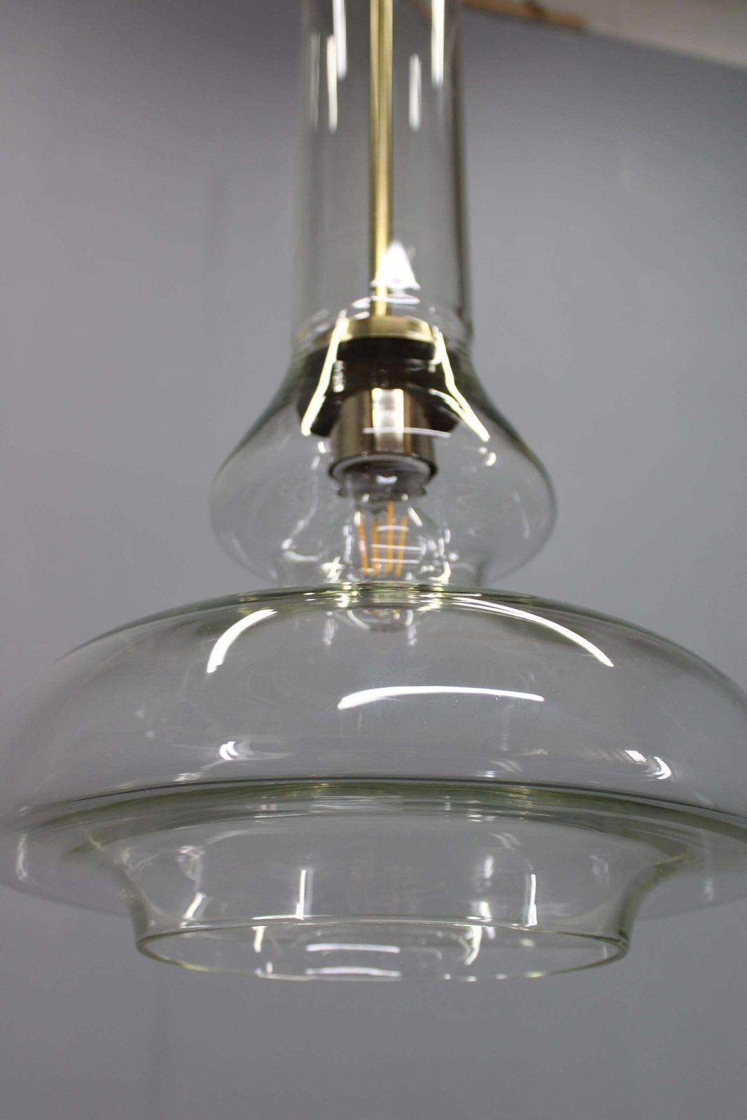 photo furniture Mid Century Czech Glass Pendant Light Brass Finish 1970s Modern Rewired