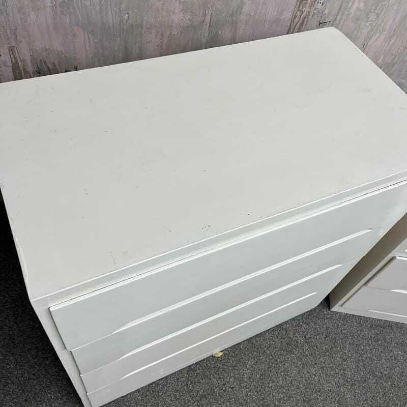 Mid Century Vintage Liden 1950's Chest Of 4 Drawers And Bedside Cabinet White photo for sale