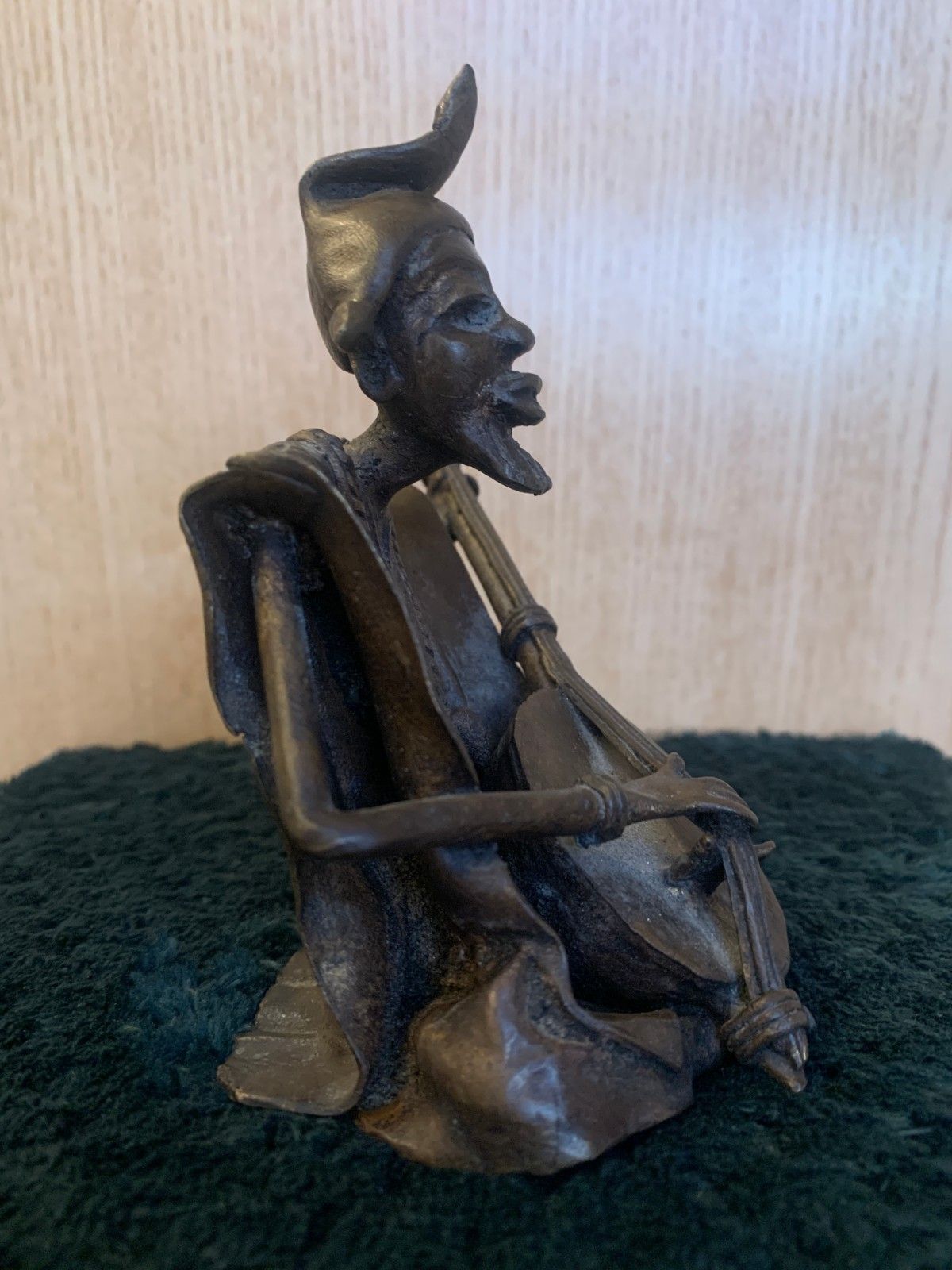 Vintage West African Bronze Musician Sculpture Early Mid 1900's photo for sale