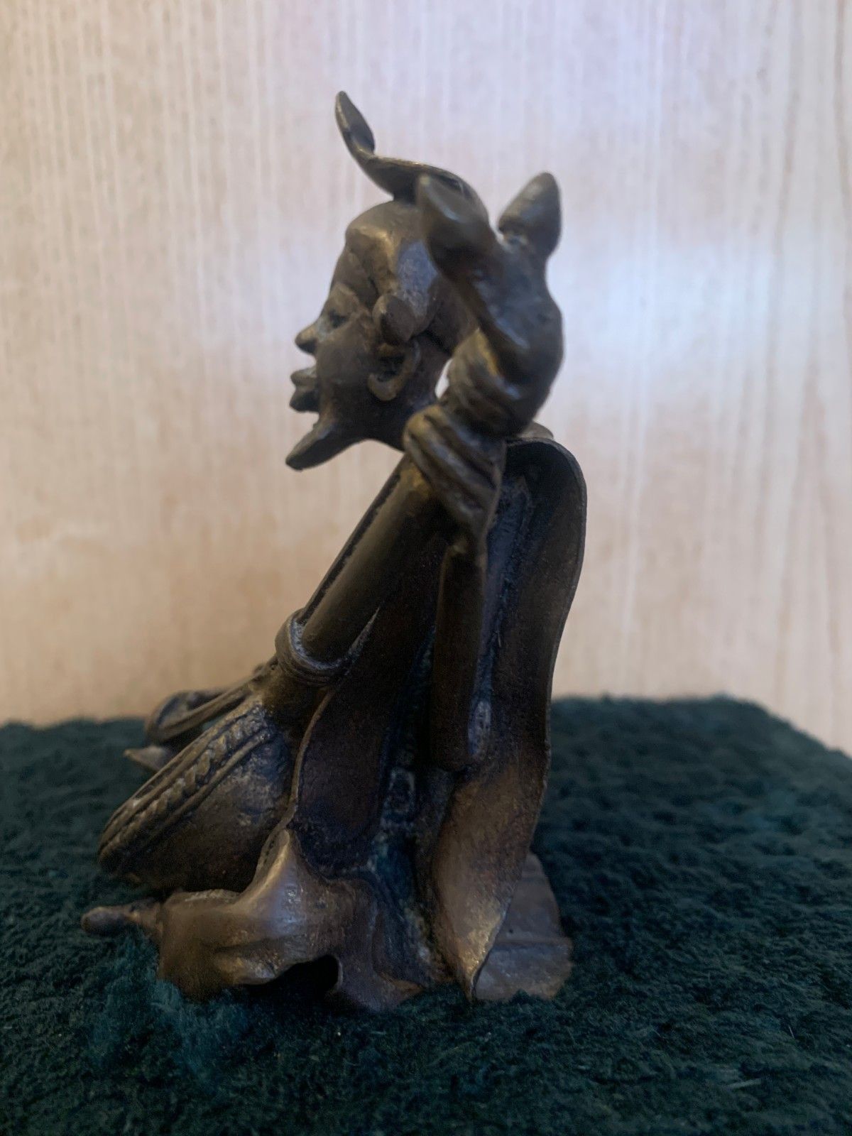 Vintage West African Bronze Musician Sculpture Early Mid 1900's photo buy