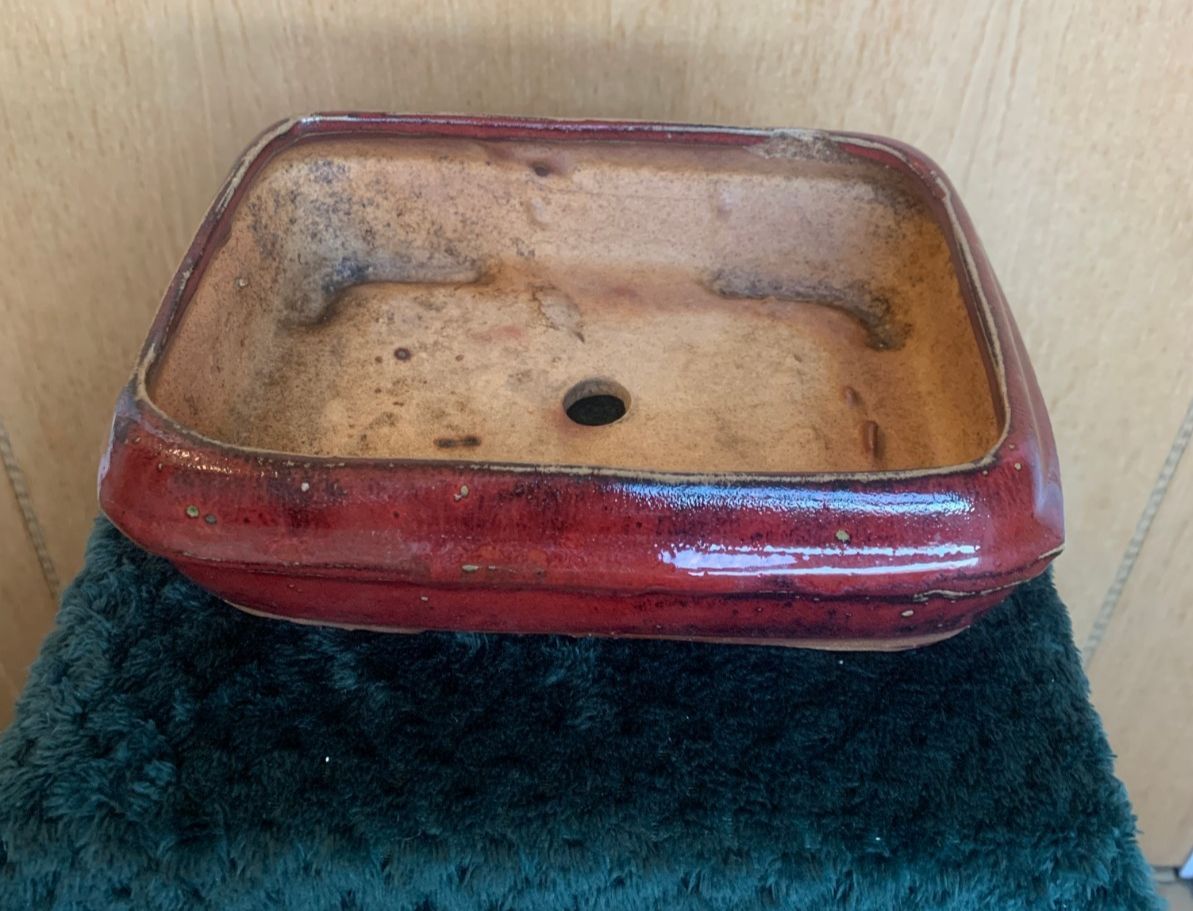 Antique Ceramic Japanese Bonsai Pot / Planter – Deep Russet Glaze C 1900 1930 photo for sale