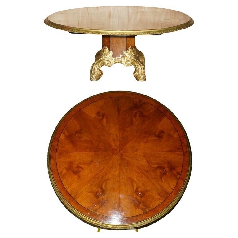 Important Continental Walnut Amboyna Giltwood Dining Or Extra Large Centre Table