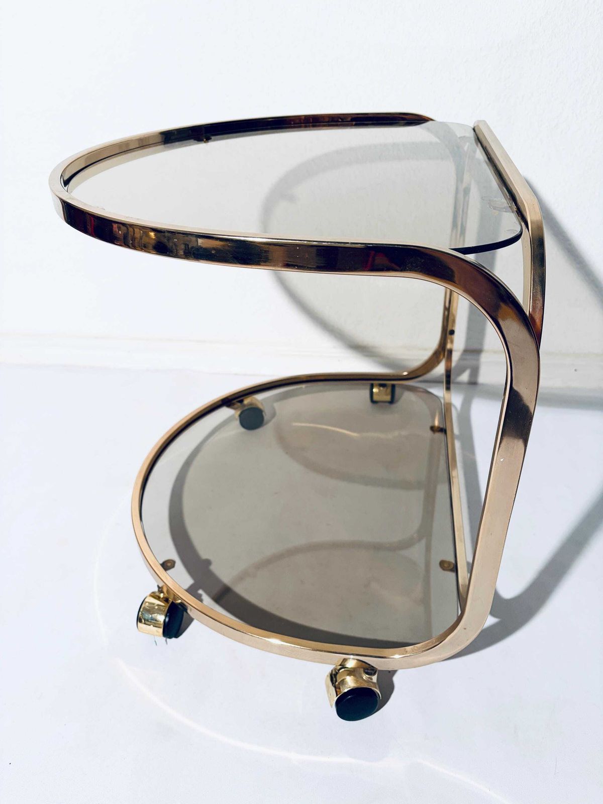 photo furniture Pair Of Vintage Gold Coffee Tables / French Hollywood Regency Side Tables / 1960s Decor