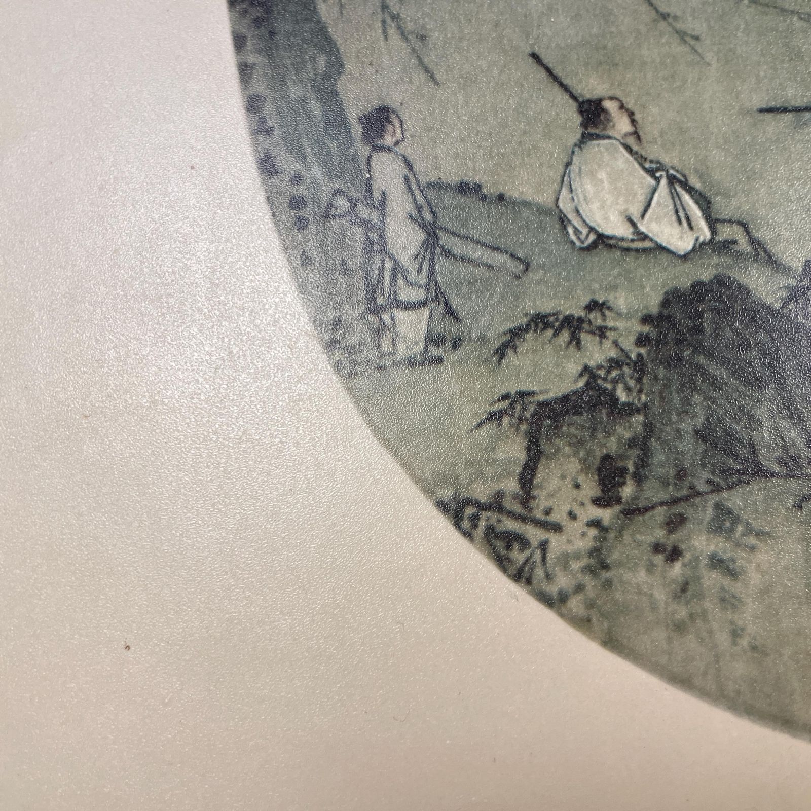 Pair Chinese Landscape Fan Prints Framed Pictures Oriental Art Mountain Waterfall Set Classic Asian Wall Decor Traditional photo vintage