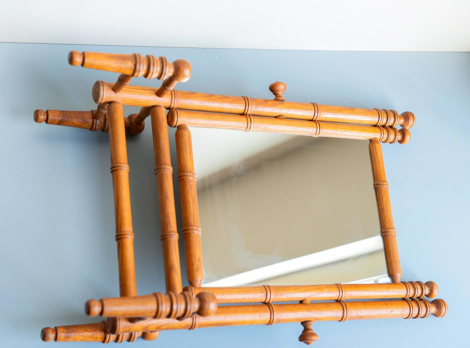 photo buy Miroir de table d'époque en faux bambou, cadre en chêne tourné, style victorien