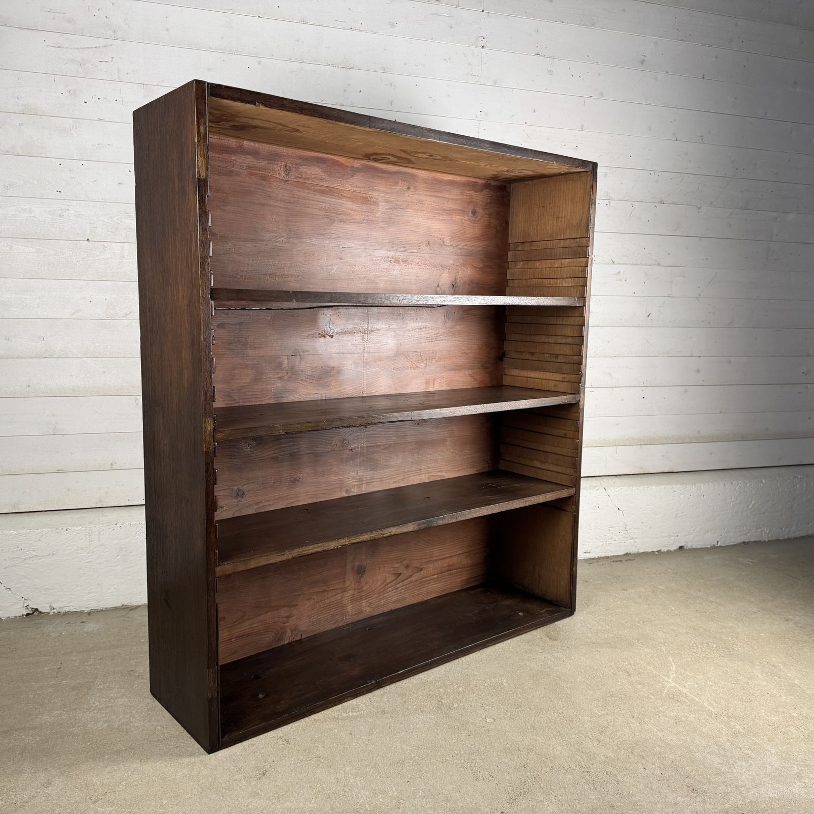 Antique Oak And Pine Bookcase With Adjustable Shelves