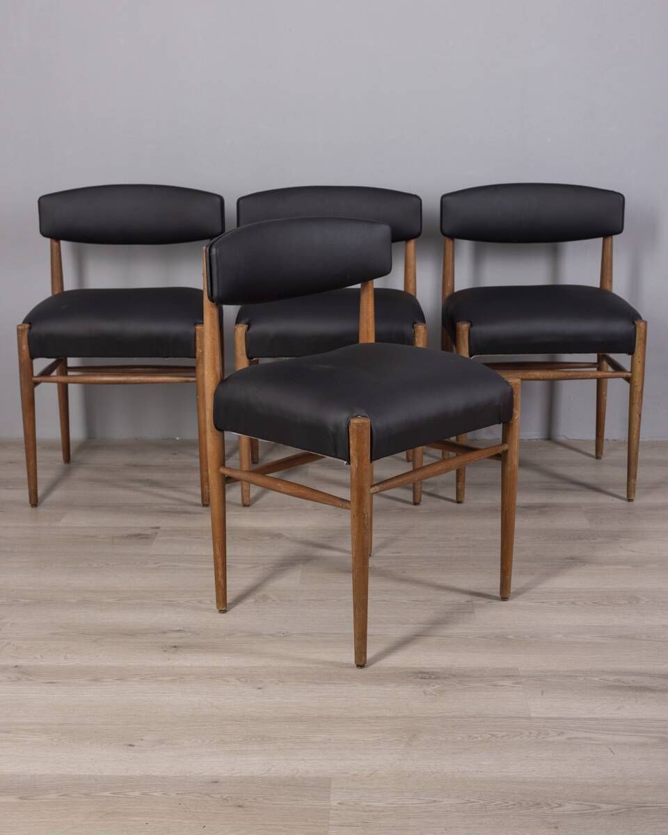Furniture Set Of 4 Vintage 1960s Teak Wood Chairs With Italia photo
