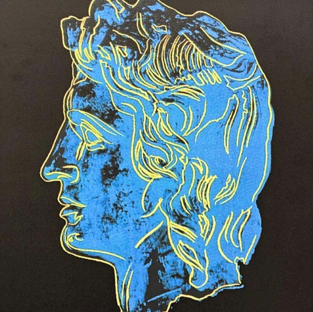 1986 Carnegie Museum Of Art After Andy Warhol "Alexander The Great   Blue On Black Background" Lithograph photo Art