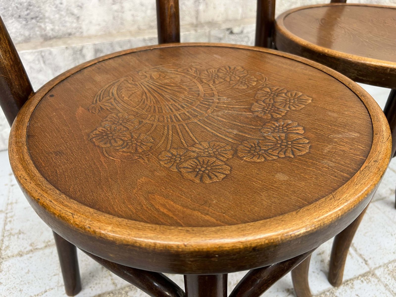 A Pair Of Embossed Bentwood Bistro Chairs photo Furniture