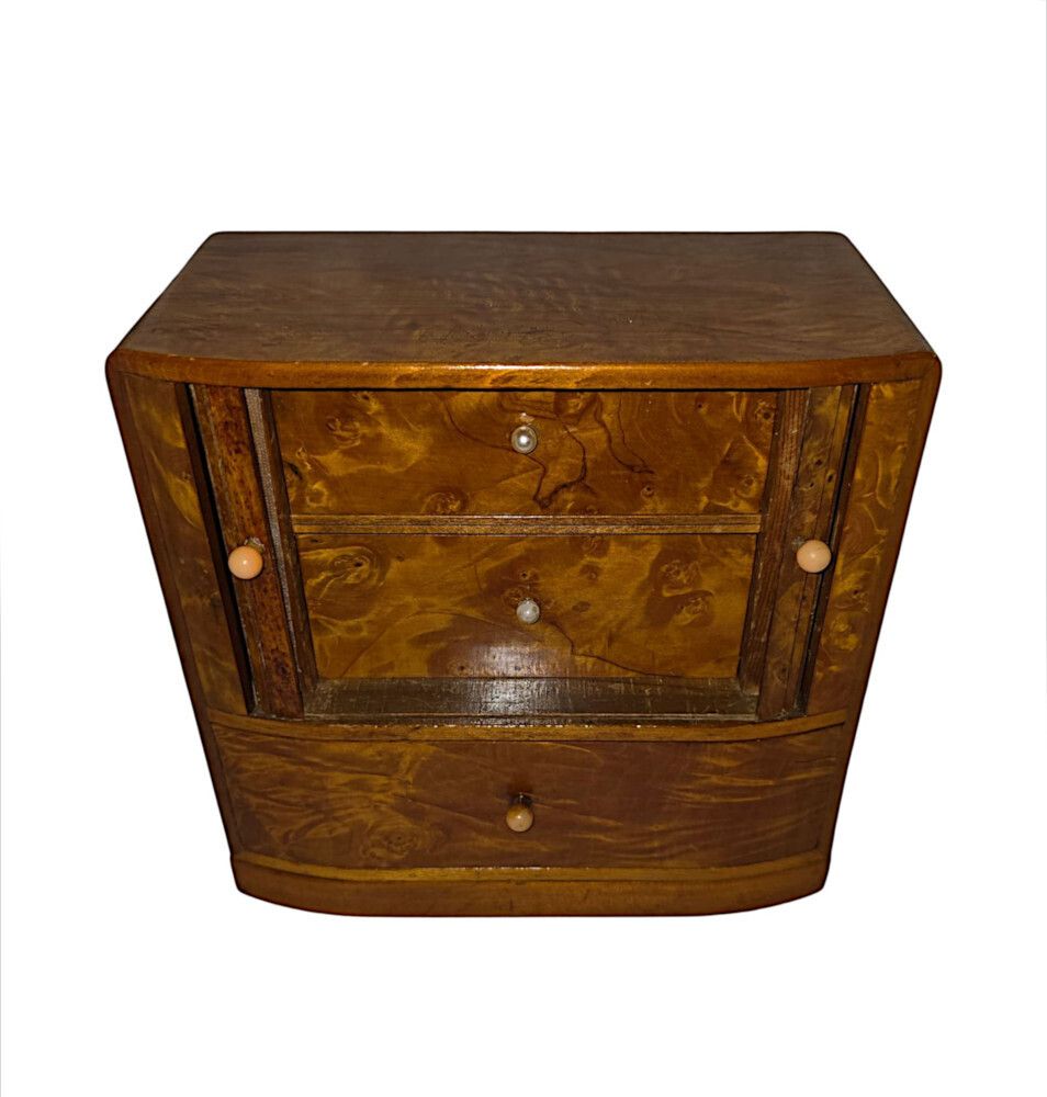 A Stunning Mid Century Design Satinwood Miniature Chest Or Jewellery Box photo 394.5494