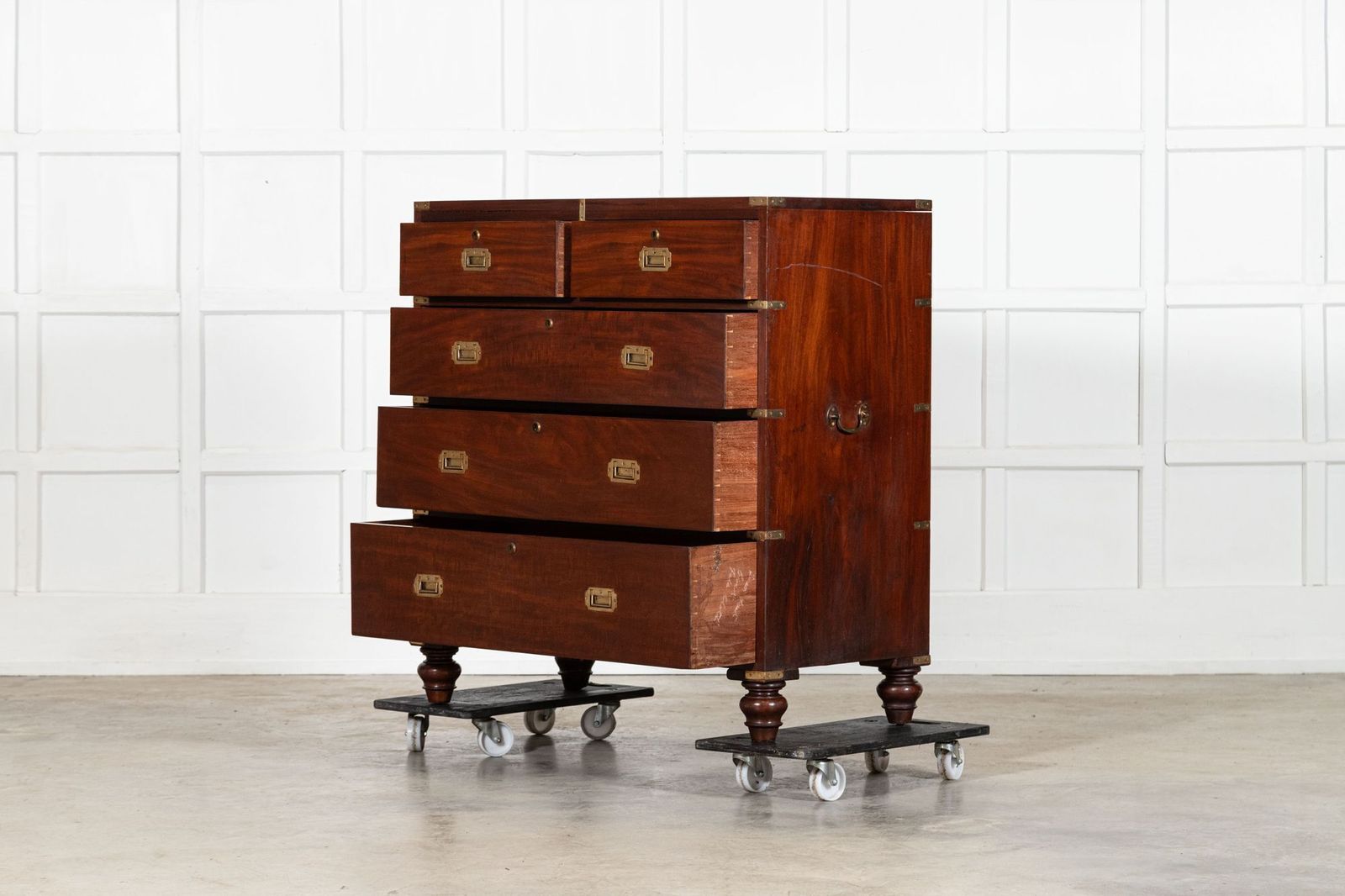 English 19thc Mahogany Campaign Chest Drawers photo 3393.0