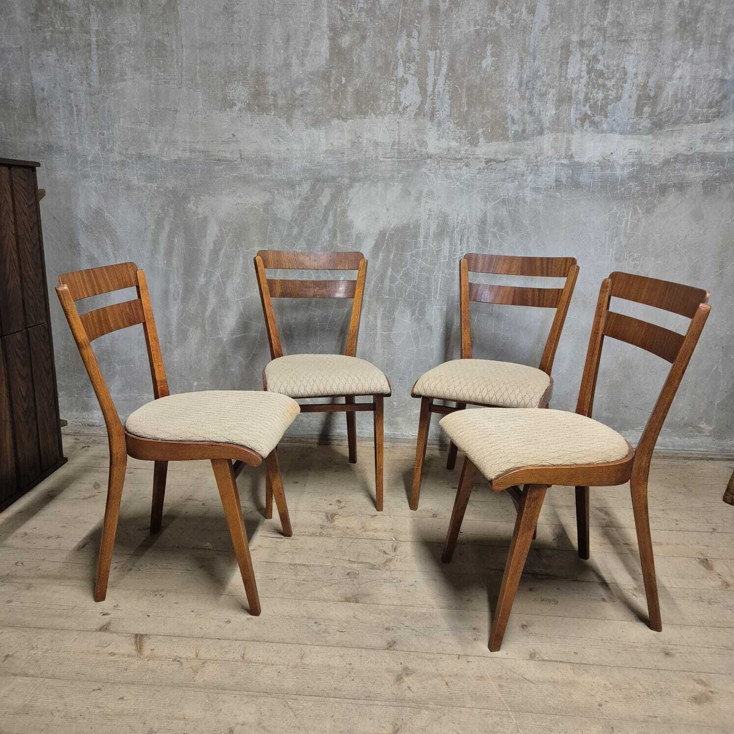 photo for sale Set Of 4 Mid Century Dining Chairs, Czechoslovakia, 1960s