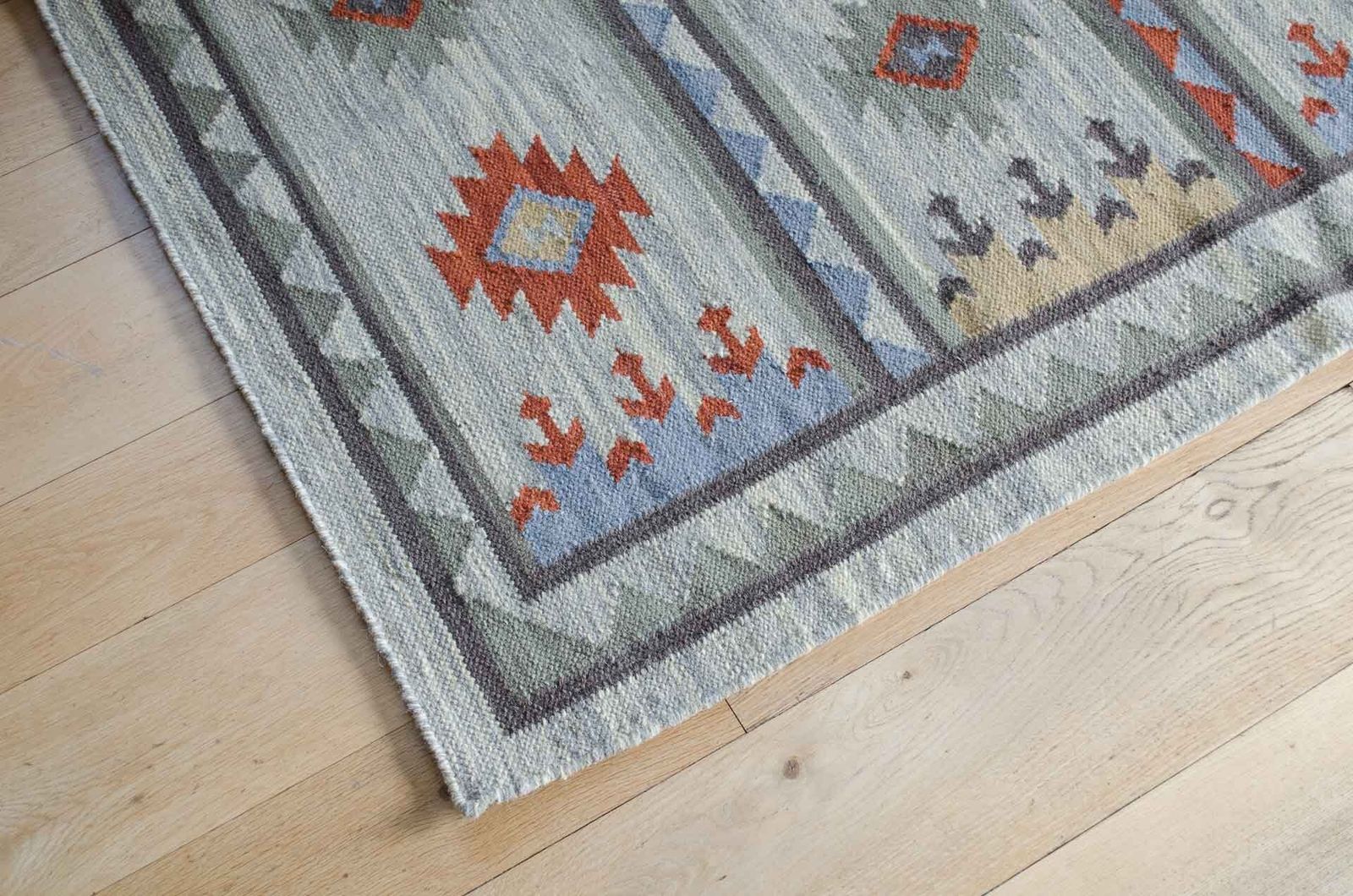 Kilim Rug In Taupe 120x180cm, Traditional Wool In Neutral Beige, Rust & Olive Green photo furniture