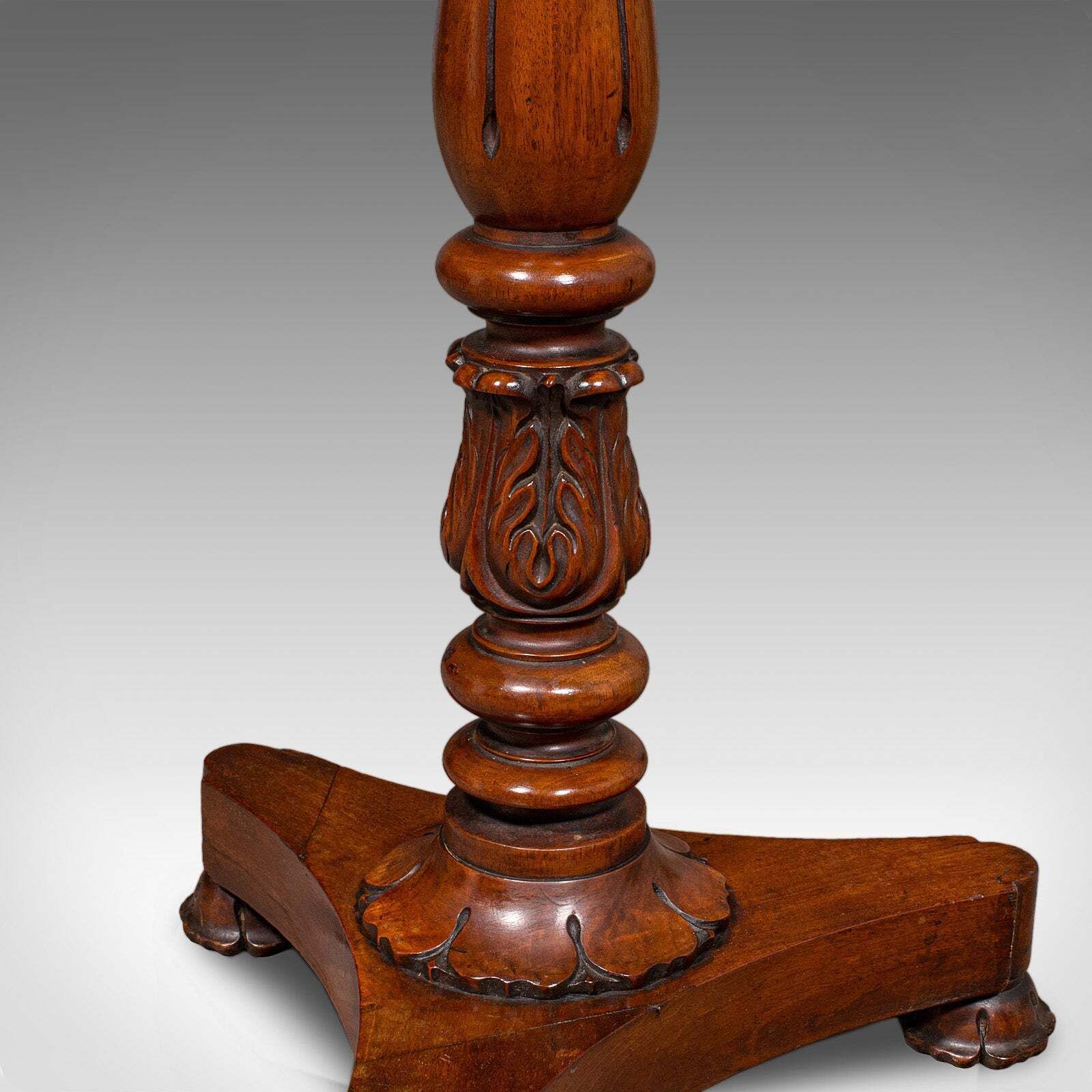 Antique Jardiniere Stand, English, Walnut, Marble, Planter Table, William IV photo vintage