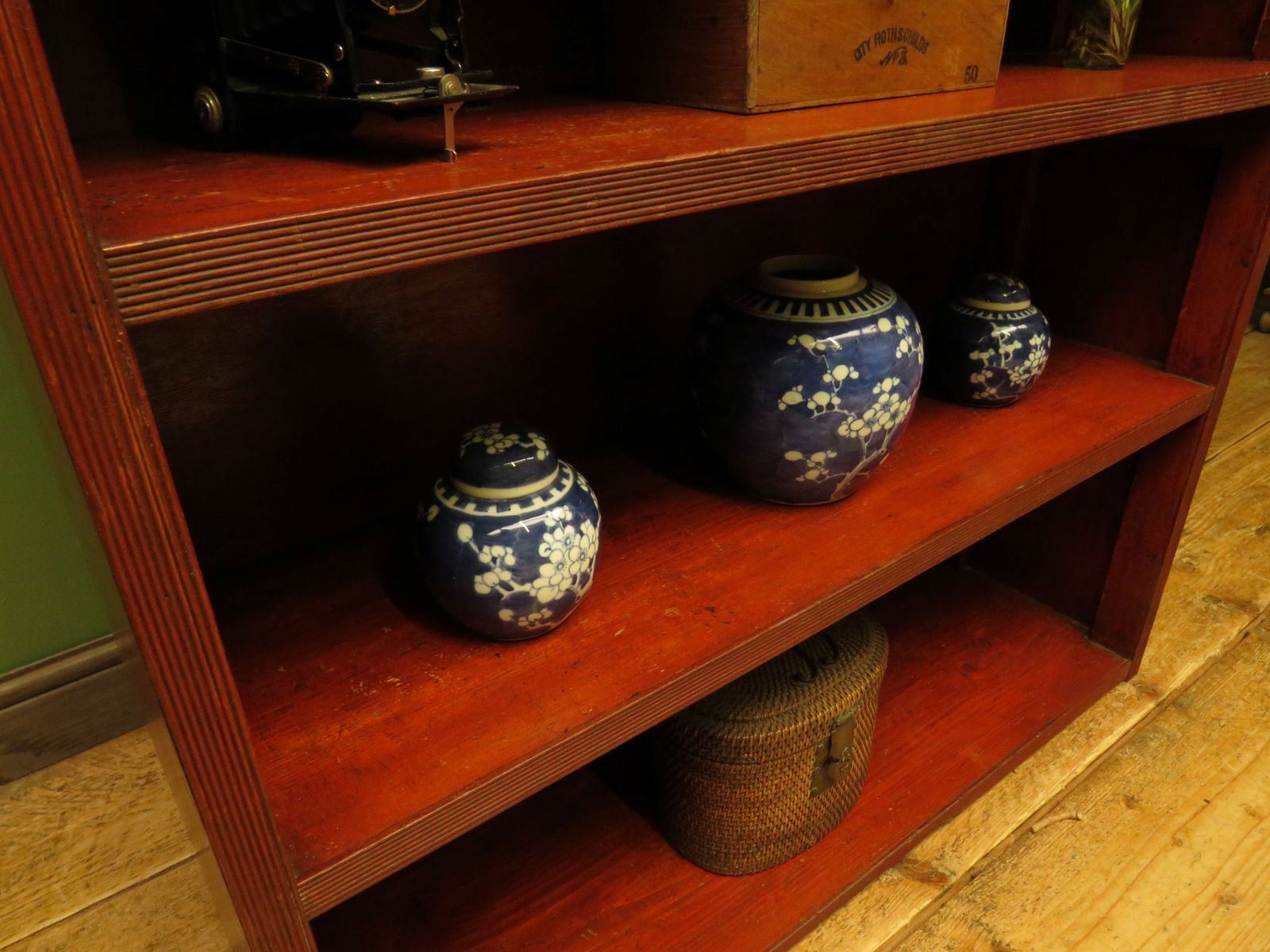 photo buy Rustic Red Pine Shelf Unit, 1900s