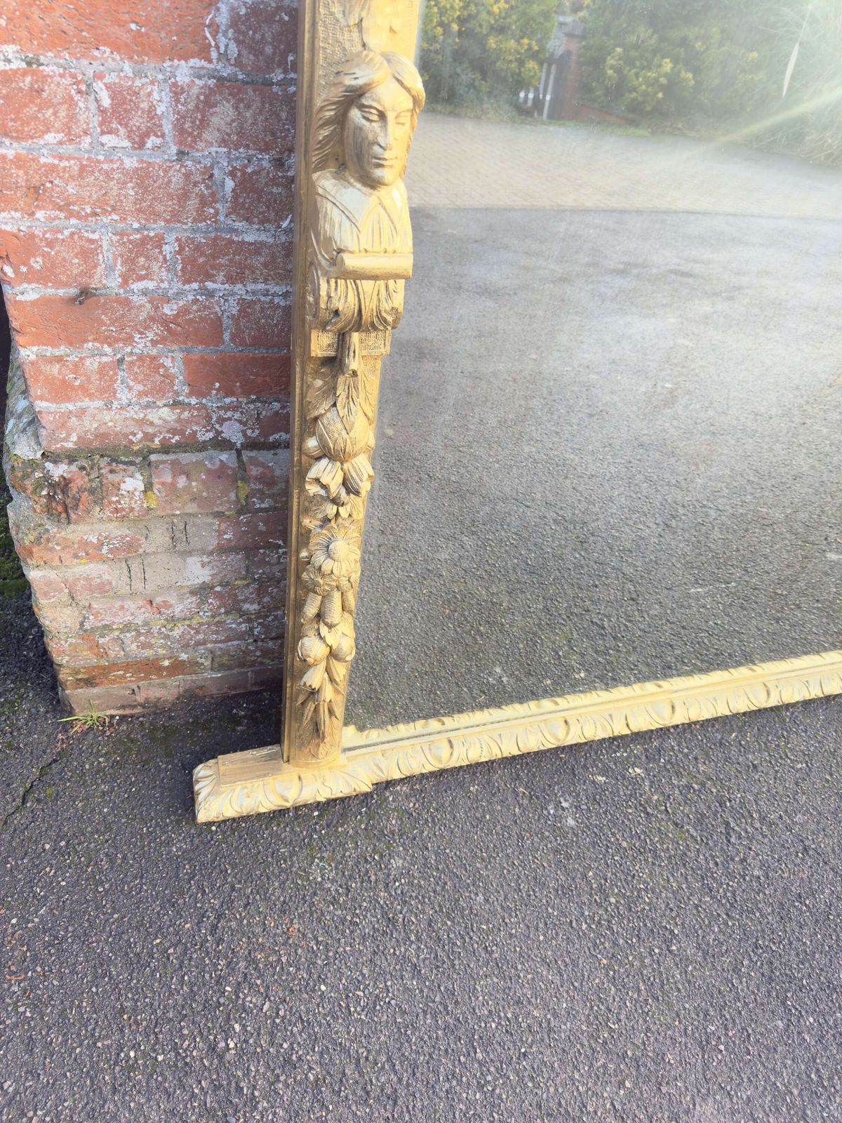 An Exceptional Large Antique English 19th C Carved Oak Gilt Overmantle Mirror. photo Home Decor