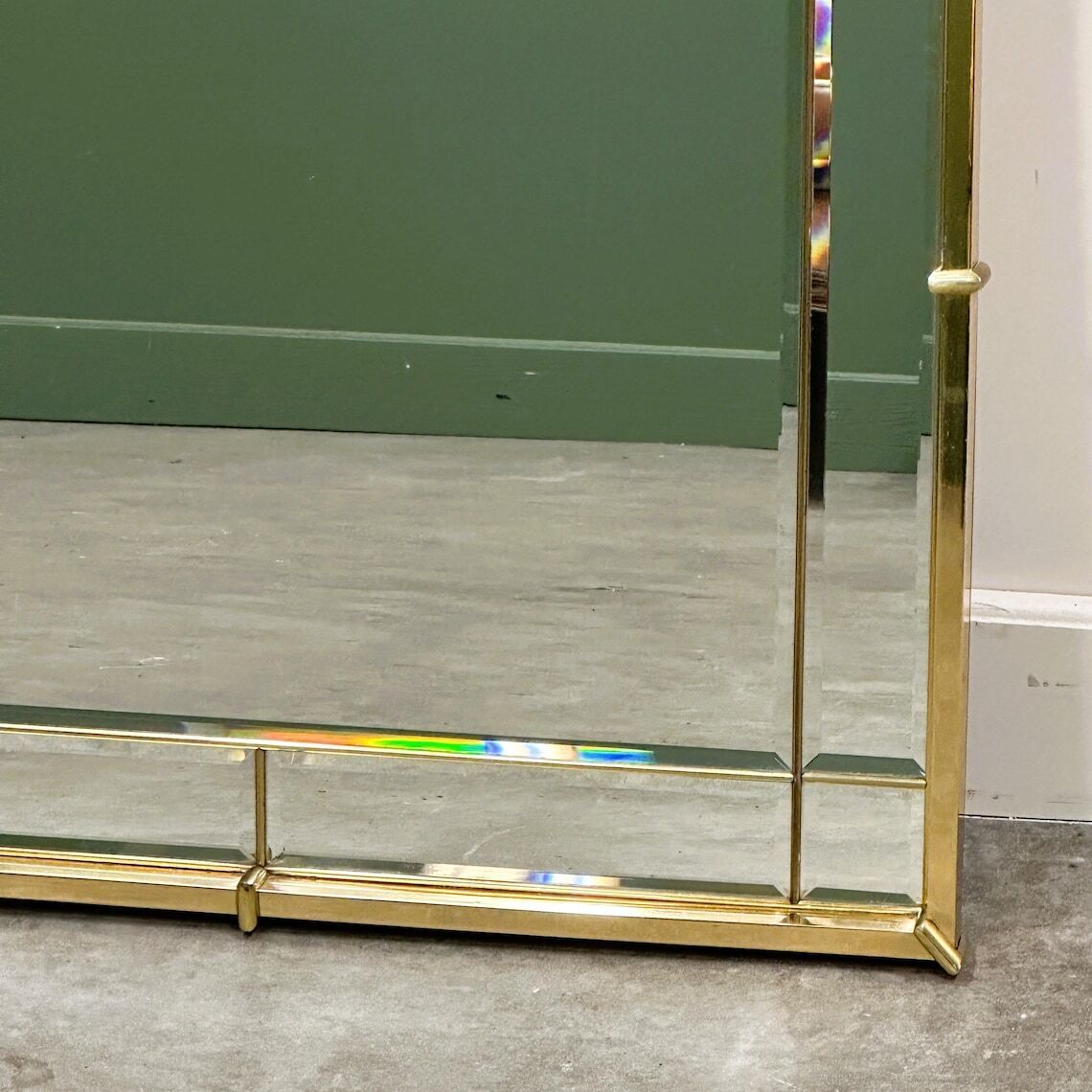 Vintage 1970s Brass Arched Cathedral Mirror – Bevelled Glass Wall Mirror photo for sale