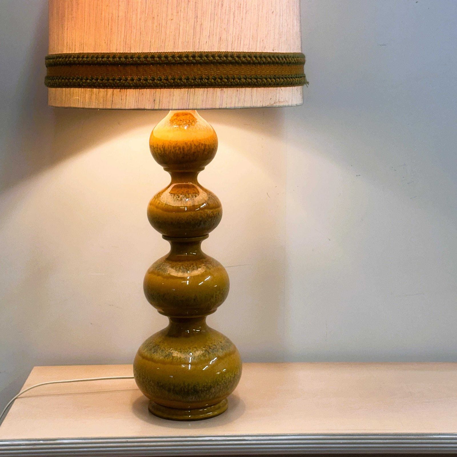 Lighting Kaiser Leuchten 1970s Large Mustard Ceramic Lamp – German Vintage Sculptural Table Lamp photo