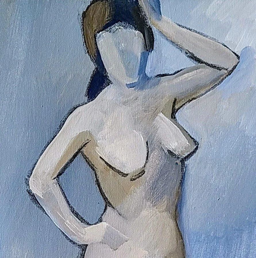 Original Vintage Swedish Mid Century Portrait  Blue Nude photo for sale