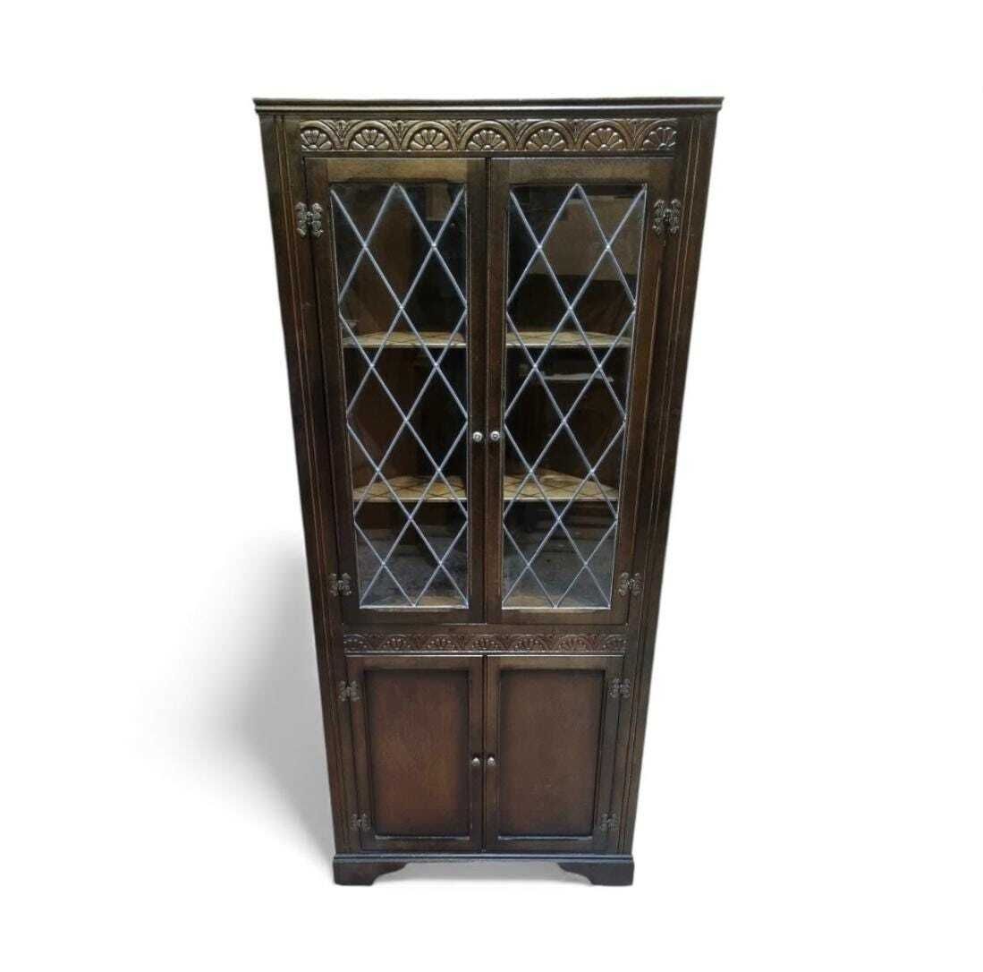Vintage Oak Corner Cabinet / Priory Oak / 1970s