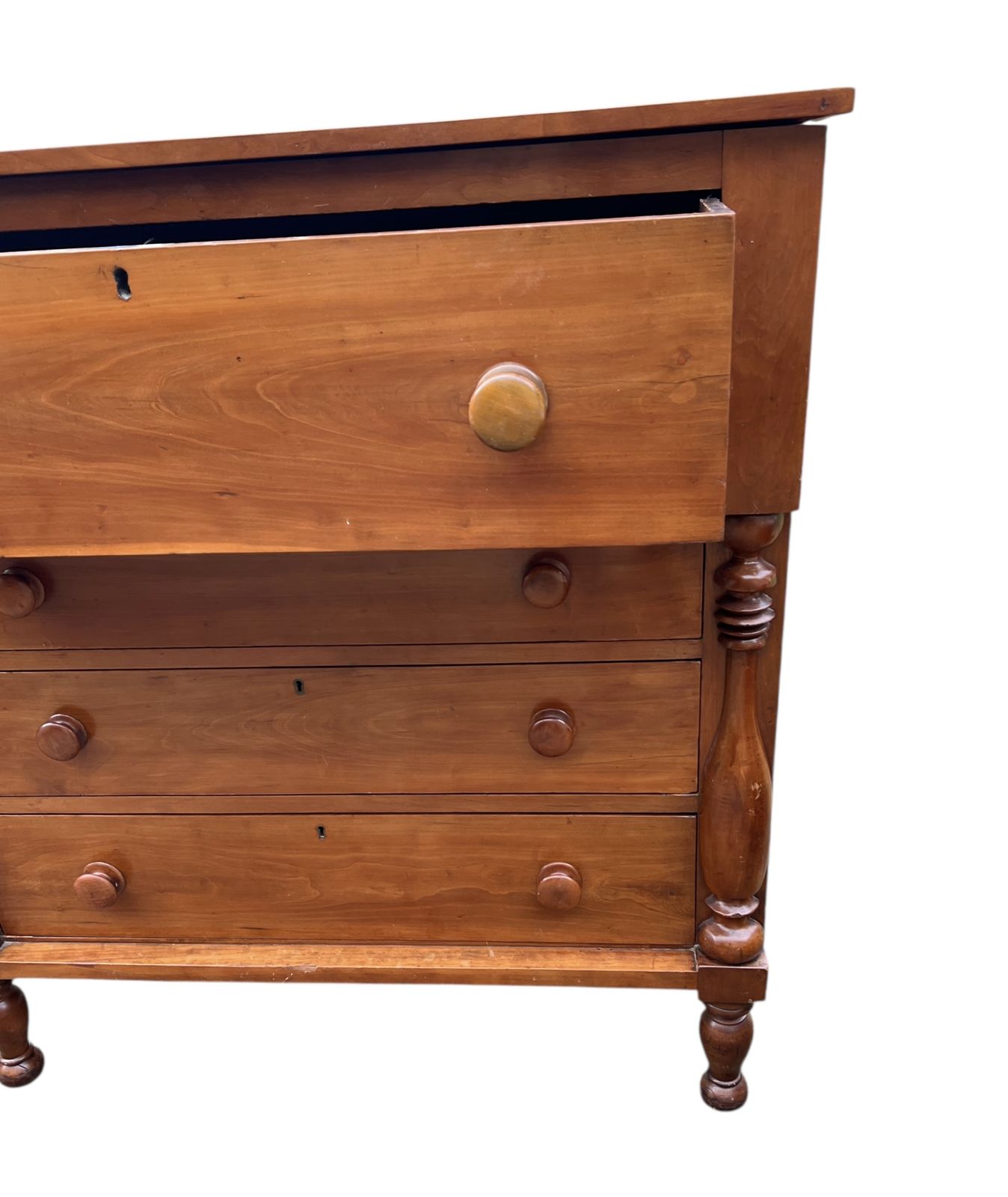 Antique 19th C Cherrywood Empire Chest Of Drawers photo vinterior