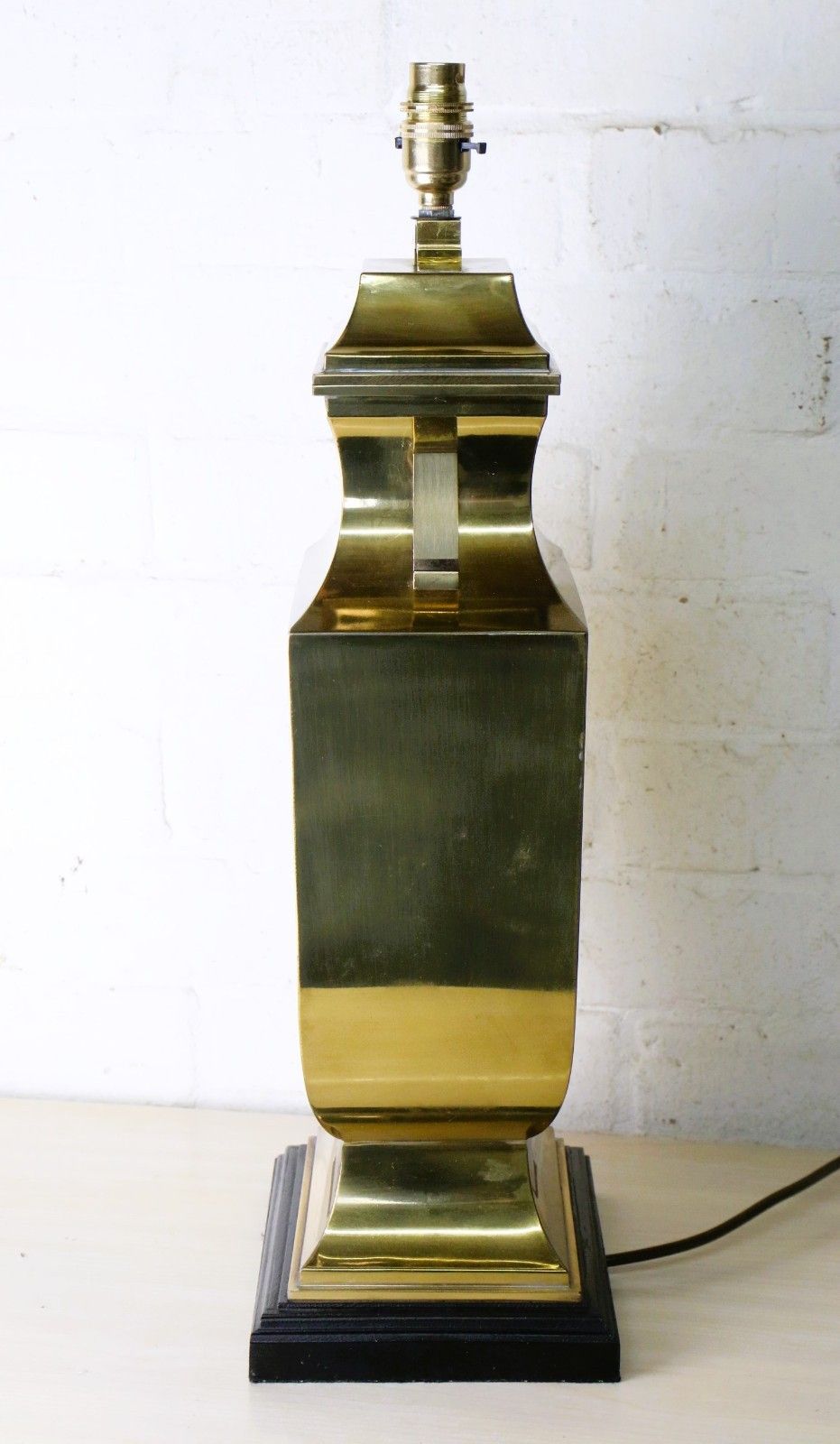Table Lamp A Large Brass Japanese Lamp Lacquered Finish Late 20th C. Circa 1970s photo vintage