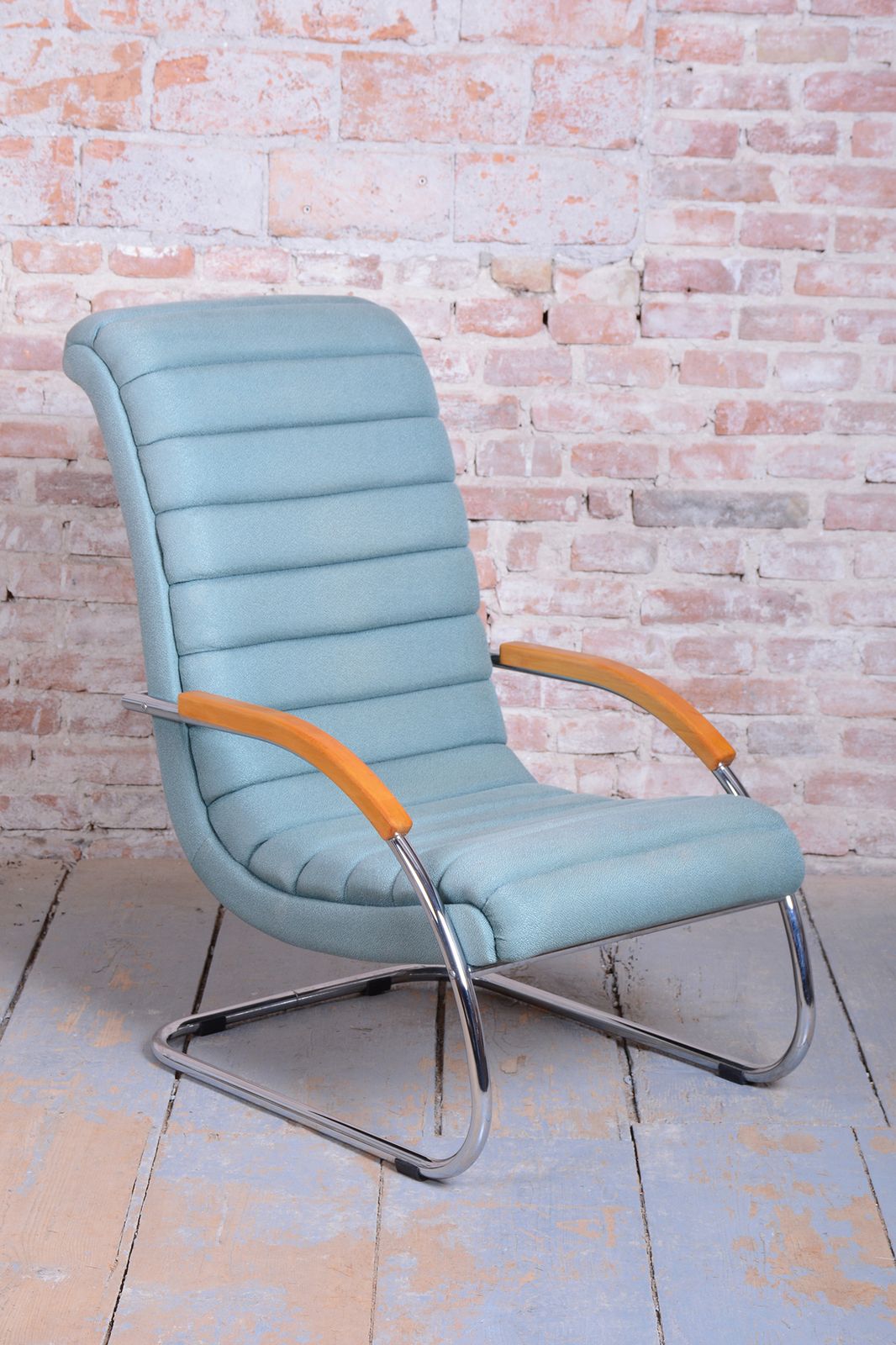 Pair Of Restored Bauhaus Armchairs, By R.Slezak, Model K32, Chrome, Czech, 1930s photo vintage