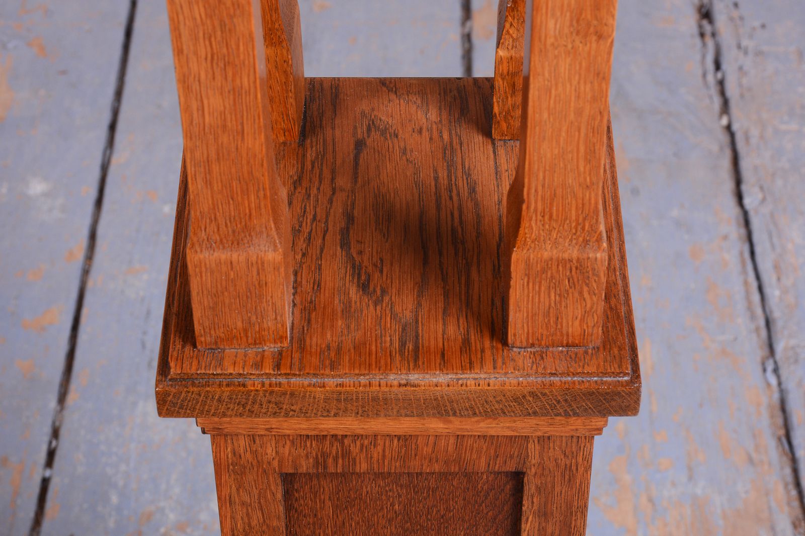 Restored Art Deco Pedestal, Oak, Revived Polish, Austria, 1910s photo Home Decor