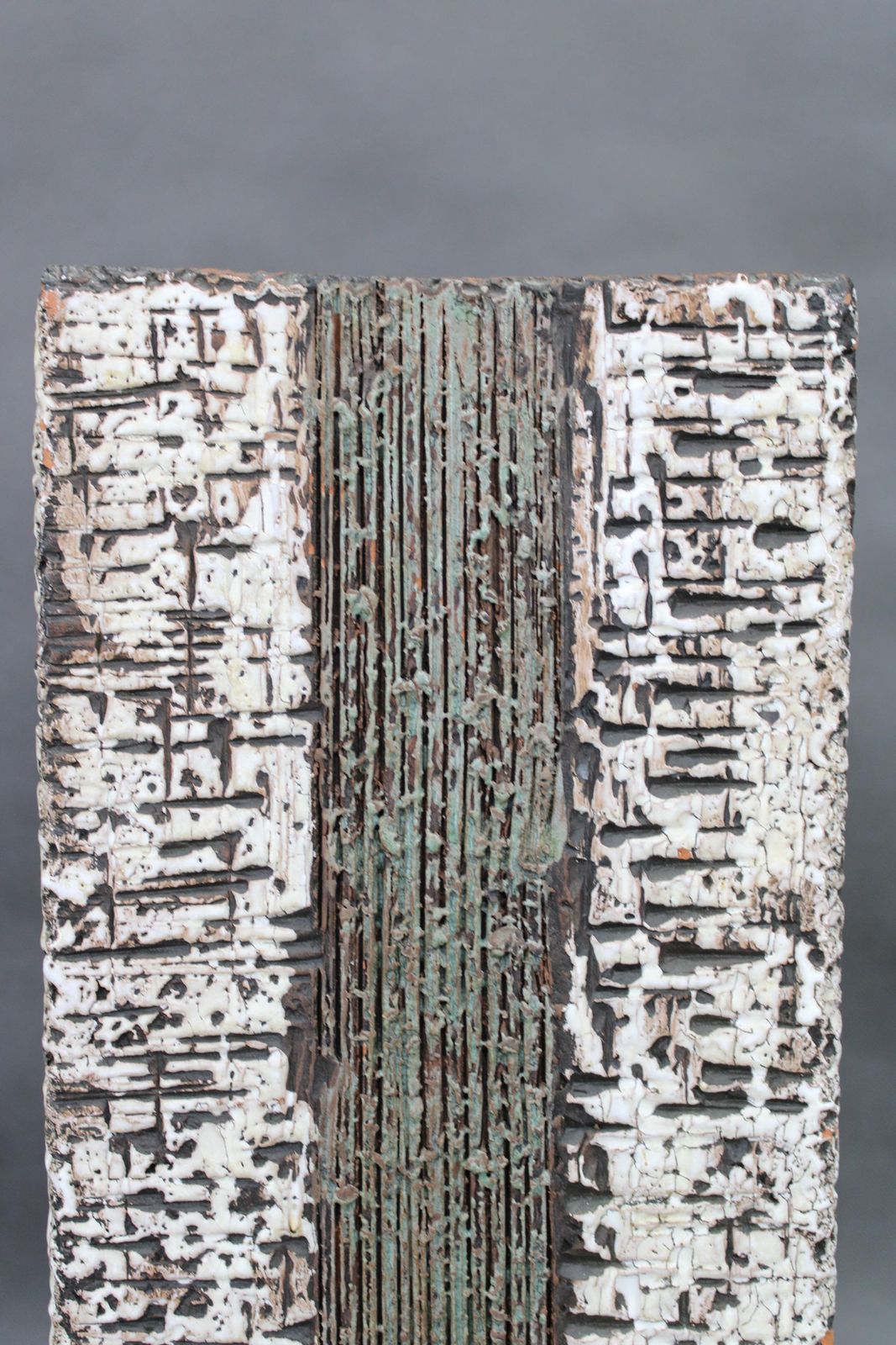 photo furniture 1970s European Brutalist Ceramic Vase – Tall Textured Mid Century Modern Form