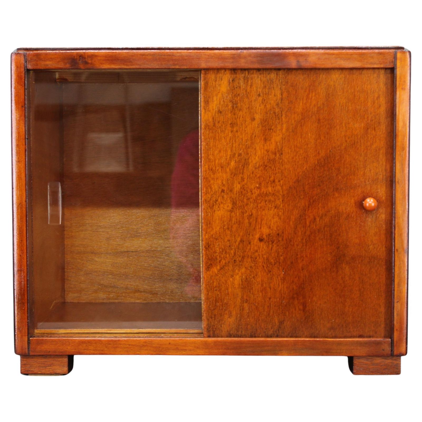 Art Deco Sliding Door Display Cabinet, Czechoslovakia, 1940s