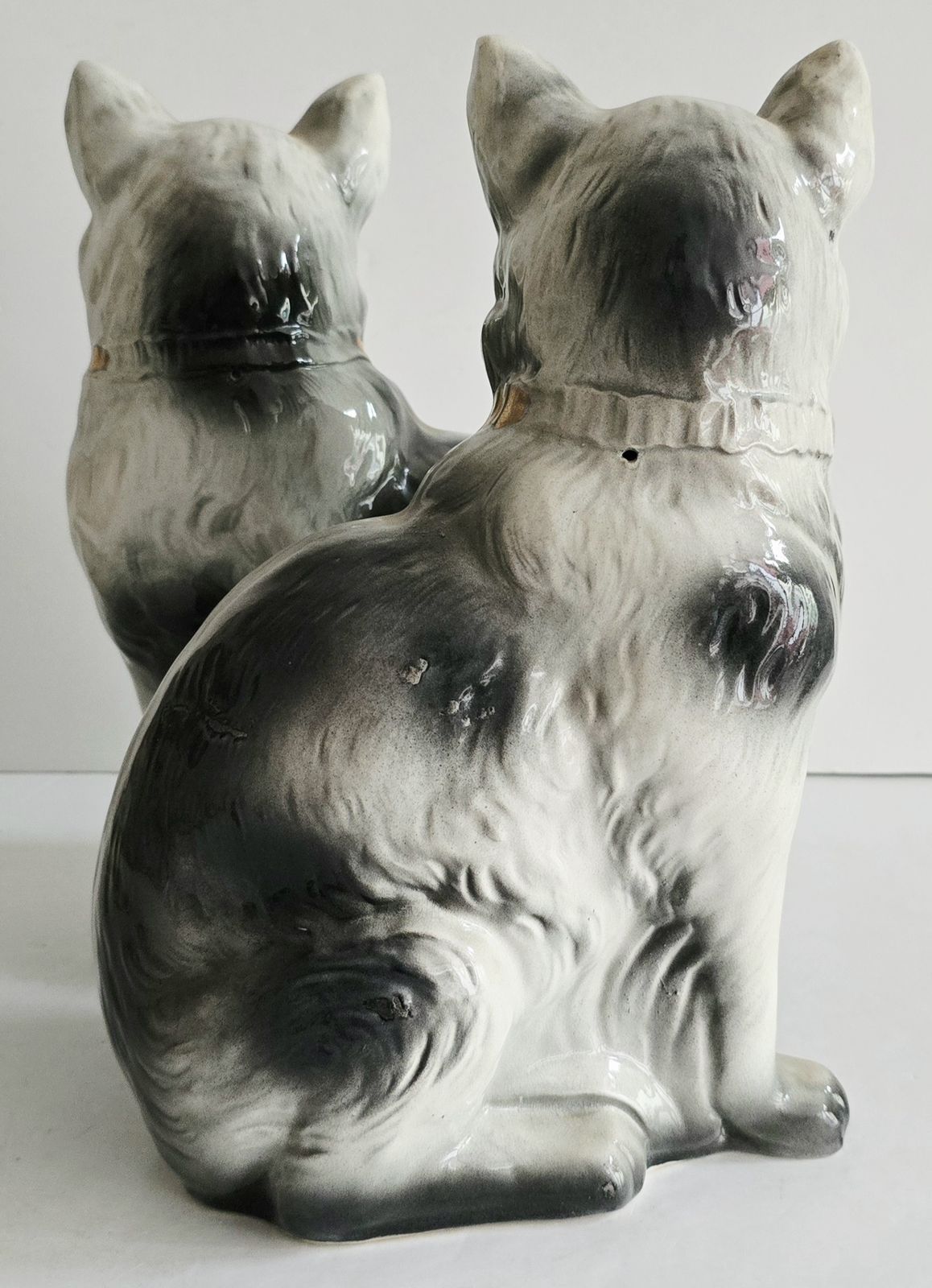 photo for sale A Pair Of Antique Bo'ness Scottish Ceramic Mantle Cats.