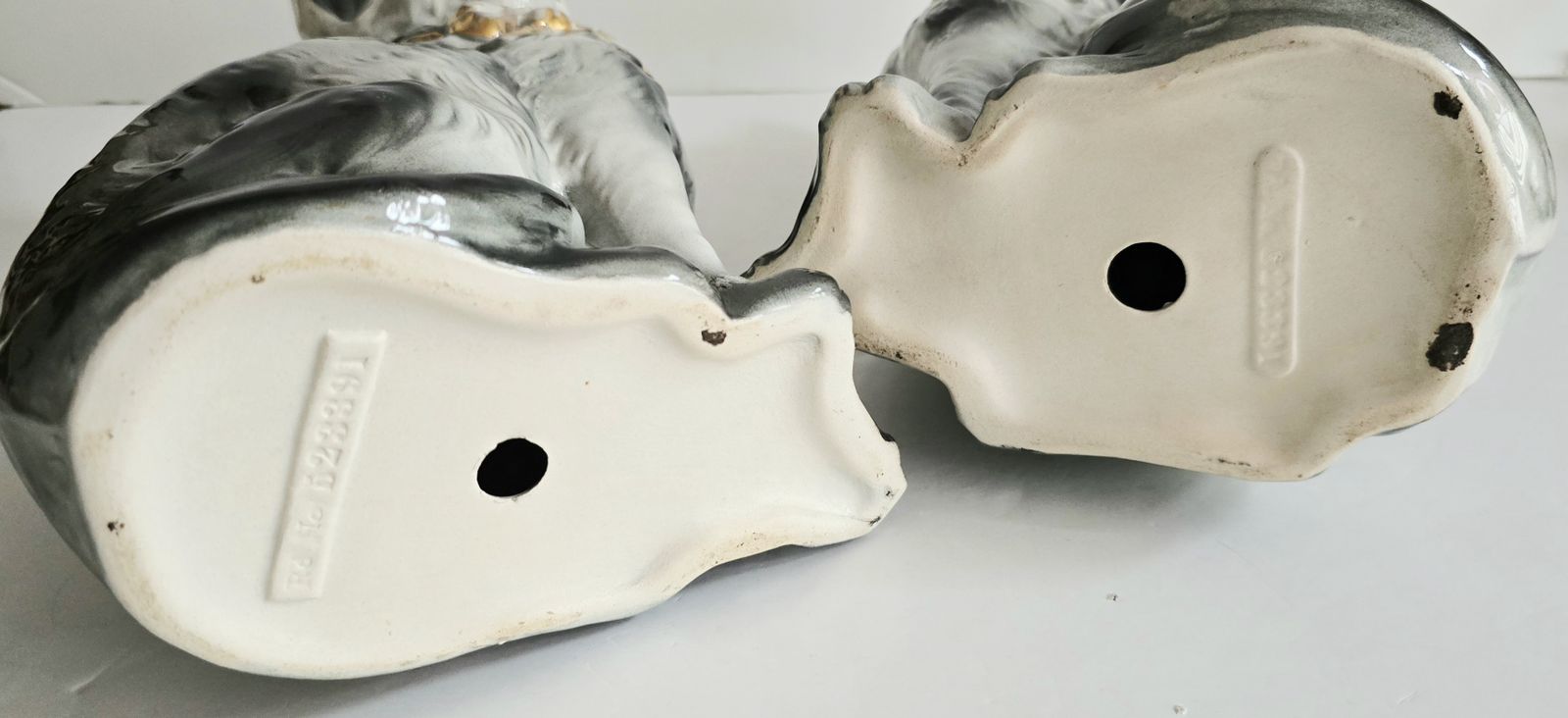 Art A Pair Of Antique Bo'ness Scottish Ceramic Mantle Cats. photo