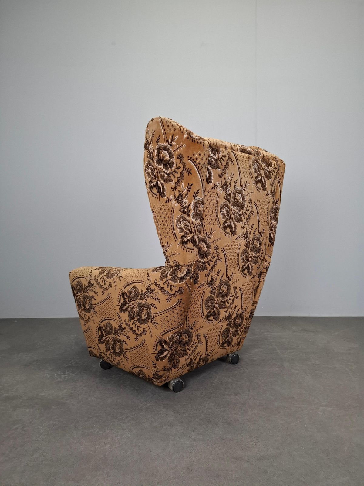 Mid Century Czechoslovak Plush Wingback Recliner Chair, 1970s photo vintage