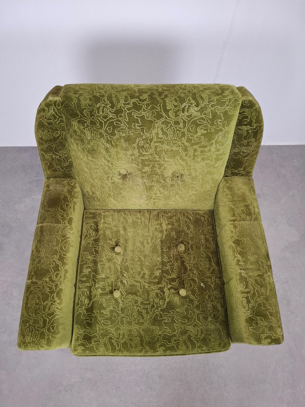 Mid Century Czechoslovak Green Plush Armchair, 1970s photo Furniture