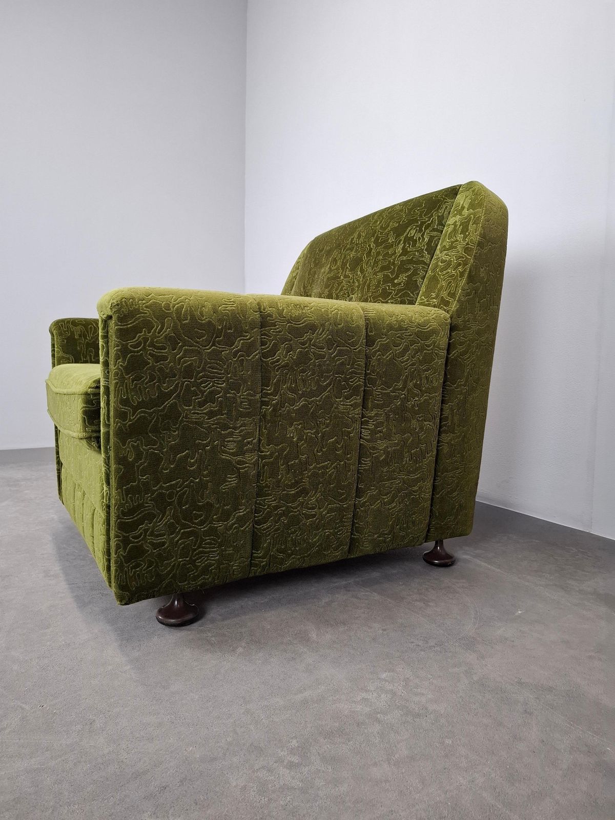 Mid Century Czechoslovak Green Plush Armchair, 1970s photo vintage