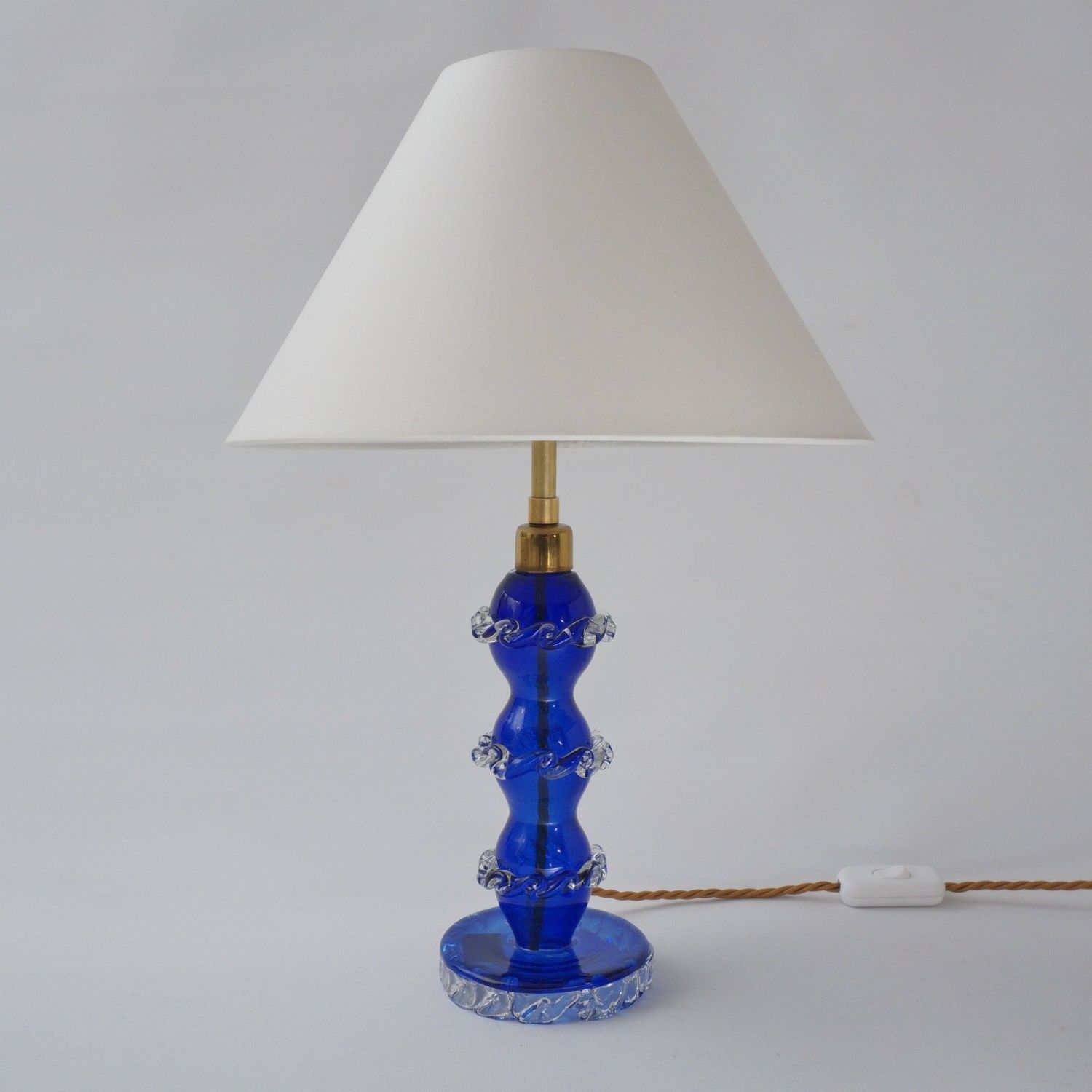 Antique Murano Glass Table Lamp, Handblown In Cobalt Blue Crystal, Barovier & Toso, 1920`s Ca, Italian   Rewired photo furniture