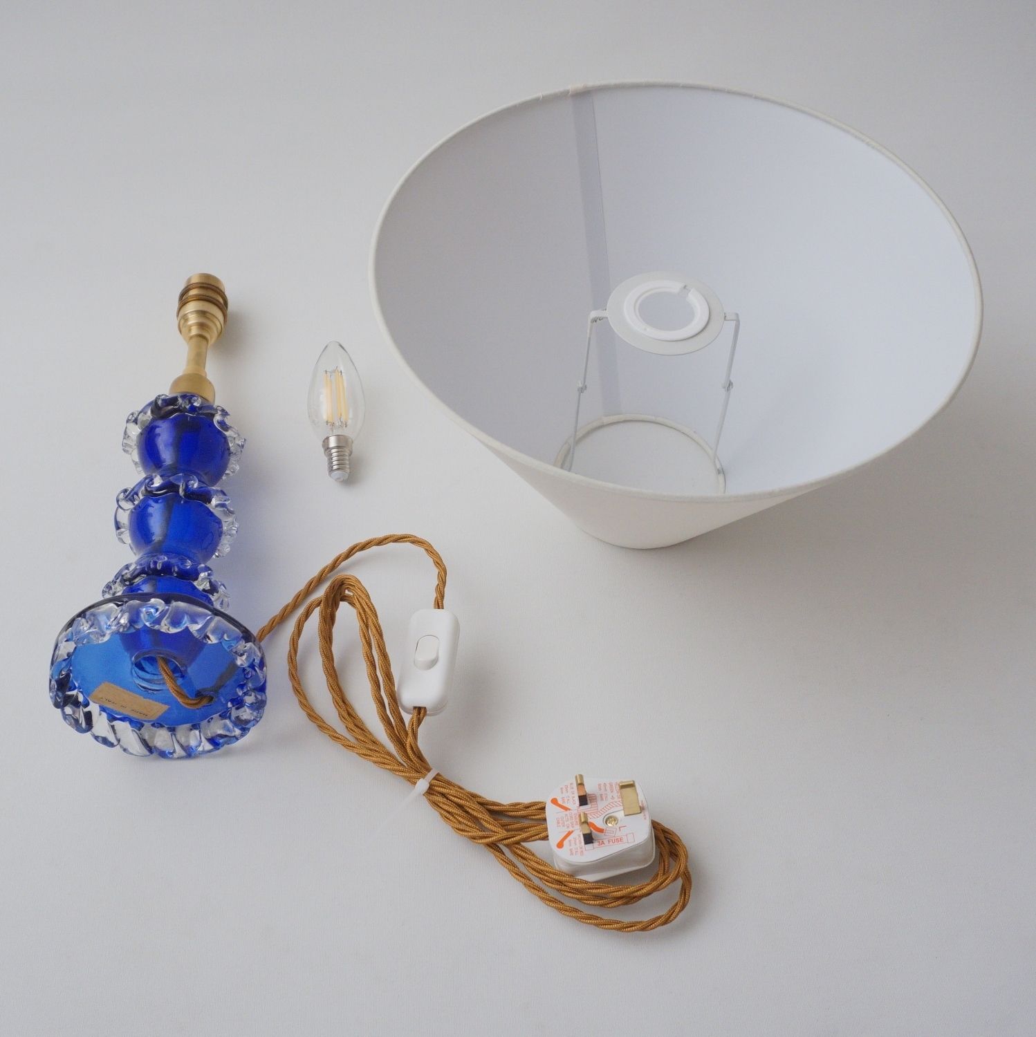 photo for sale Antique Murano Glass Table Lamp, Handblown In Cobalt Blue Crystal, Barovier & Toso, 1920`s Ca, Italian   Rewired