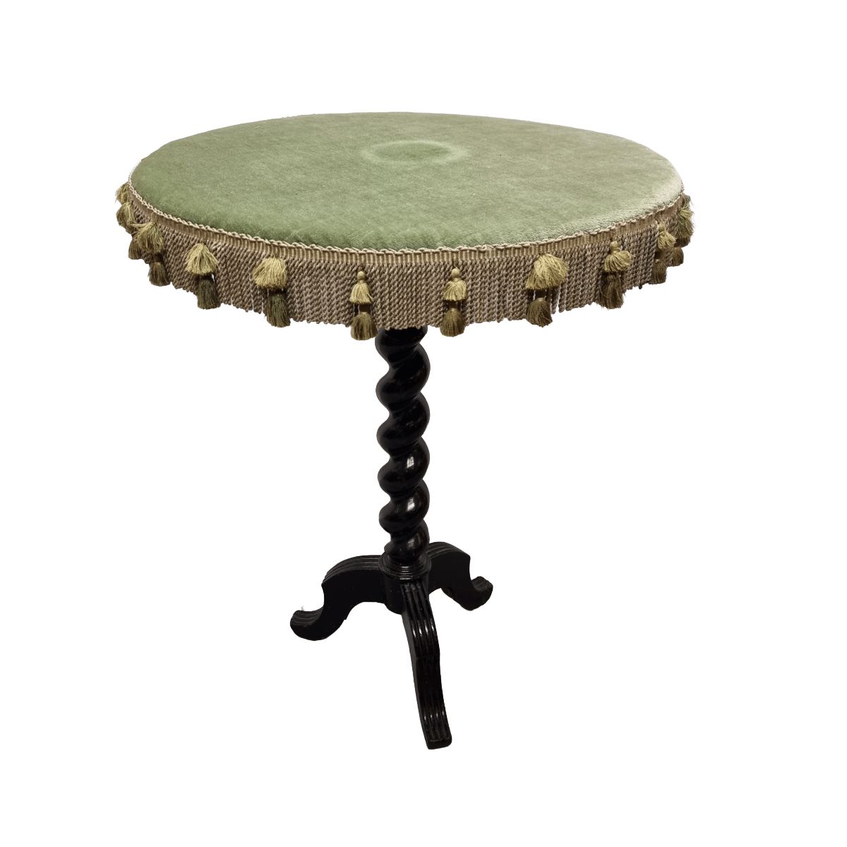 Antique French Table With Velvet And Fringes, Late 1800s photo furniture