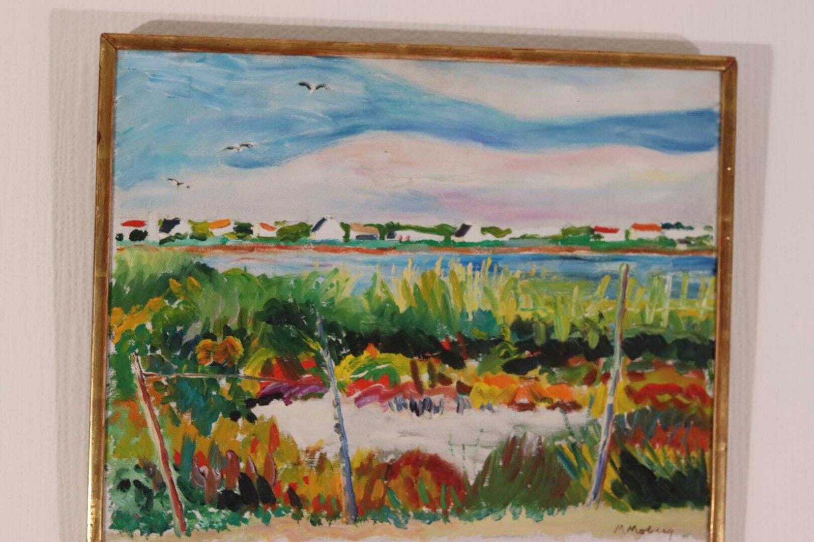photo vinterior Original Swedish Oil On Canvas – “Camargue” By Maurice Moberg – Vintage & Framed – 33 × 41 Cm (13.0" × 16.1")