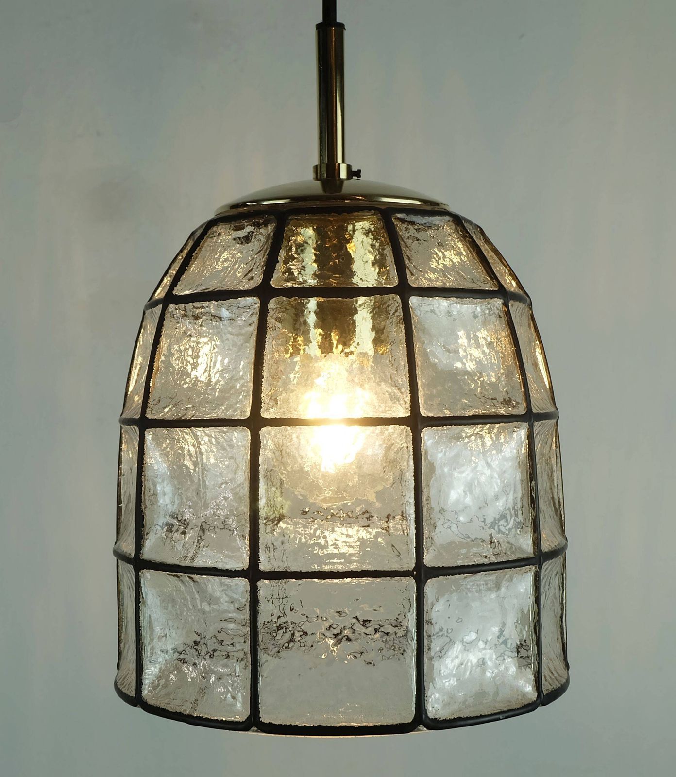 Lighting Glashütte Limbourg Hanging Lamp, 1960s 1970s, Glass Pendant Light, Model 4184 photo