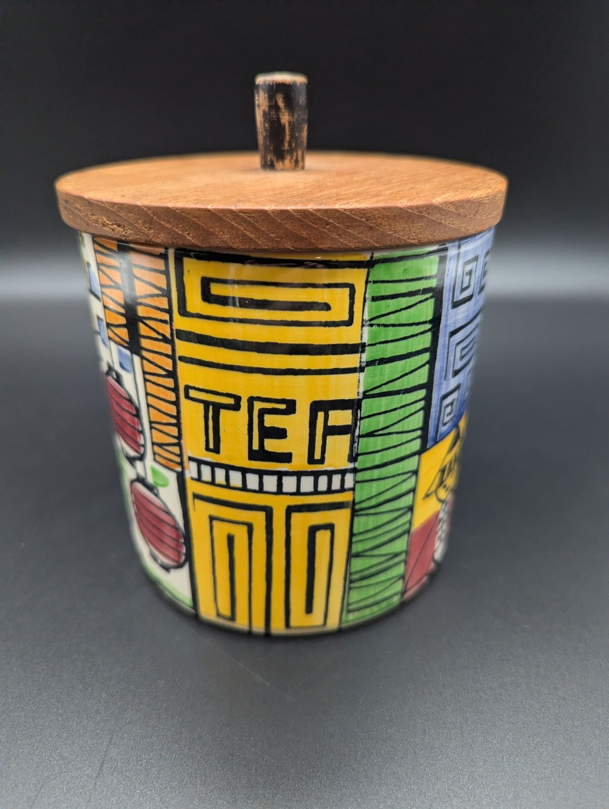 Set Of Five “Vår Lilla Stad / Our Small Town” Kitchen Canisters – Anita Nylund For Jie Gantofta, Sweden (1950s–60s) photo vinterior