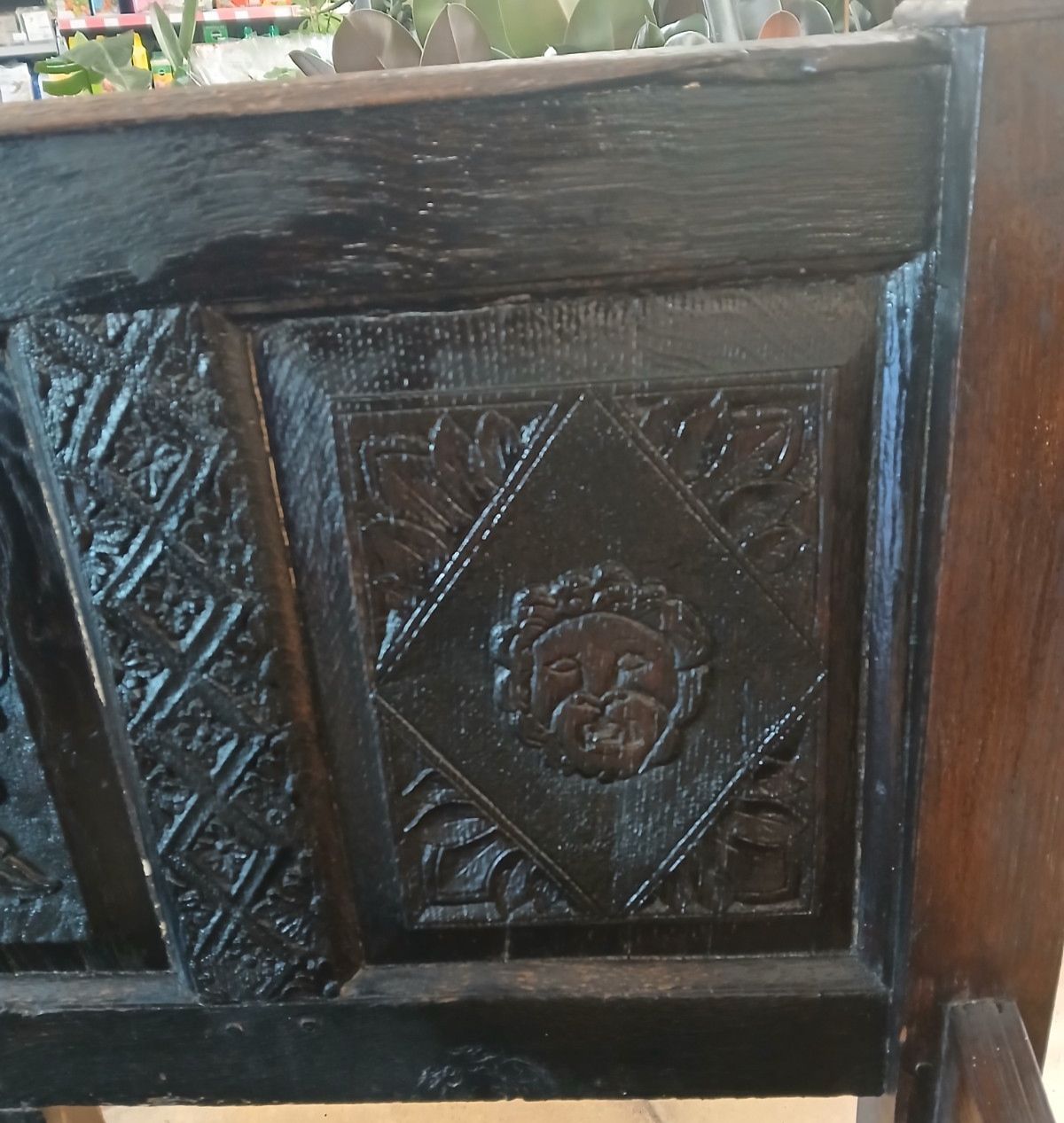 345.0 18th Century Pine Hand Carved Hall Bench Poss Reconstructed  Queen Anne Coffer photo