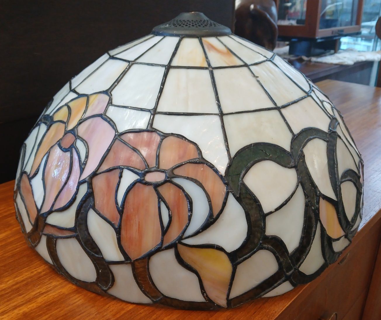 Large Mid Century Tiffany Style Ceiling/Standard Lamp Pendant Lampshade A/F photo for sale