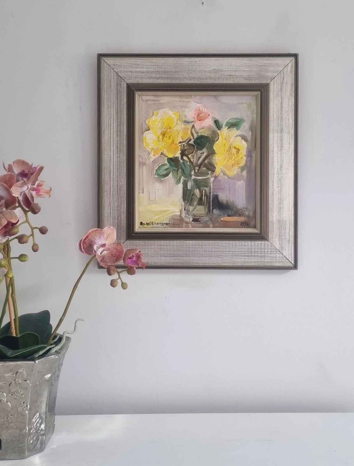 Original Framed Vintage Mid Century Swedish Floral Study Delicate Roses  Astri Ekengren  Larsson (1898 1980) photo buy