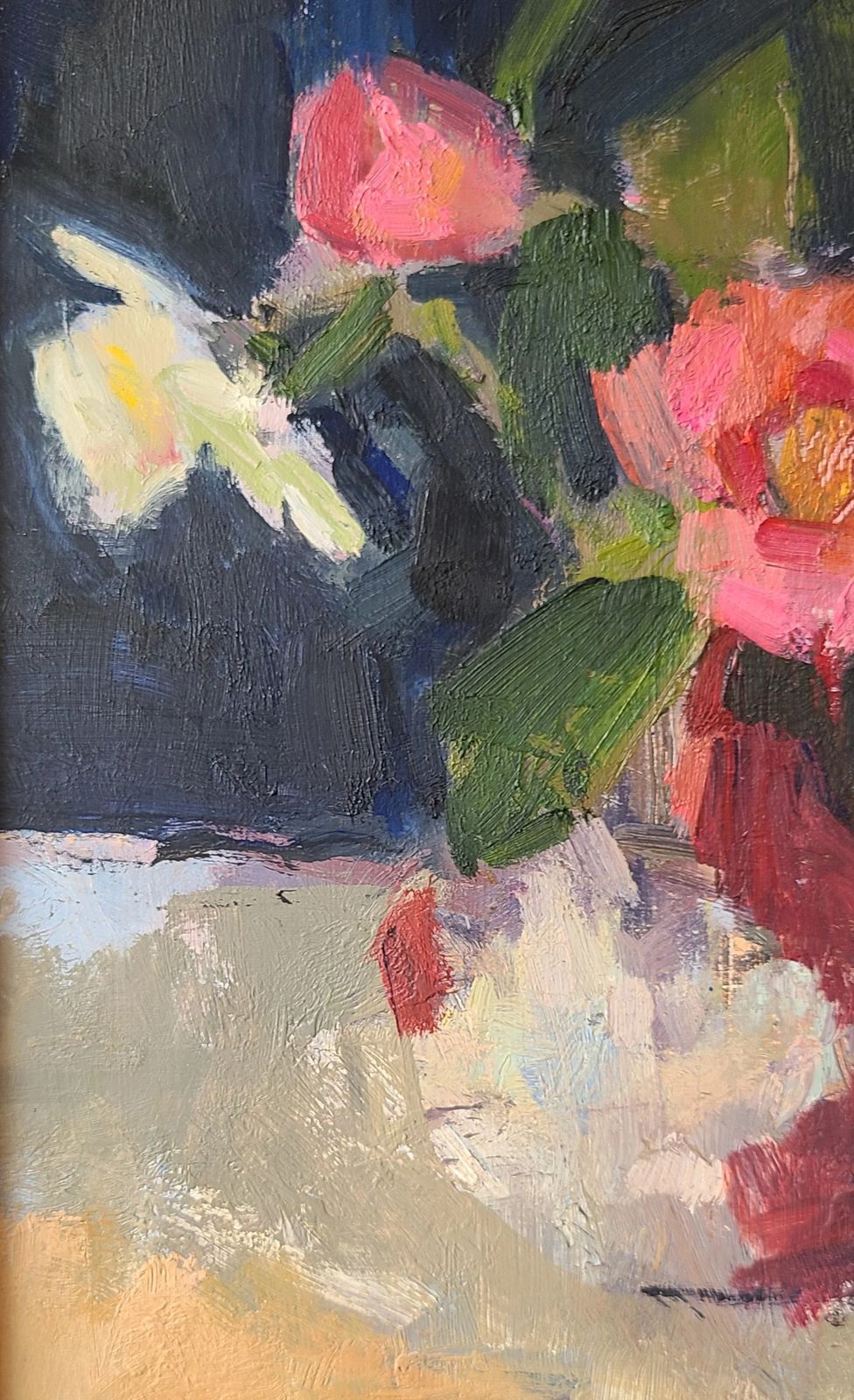 Original Framed Contemporary Impressionist Floral Still Life Spring Flowers In A Petersham Vase By Sarah Dickinson photo Art