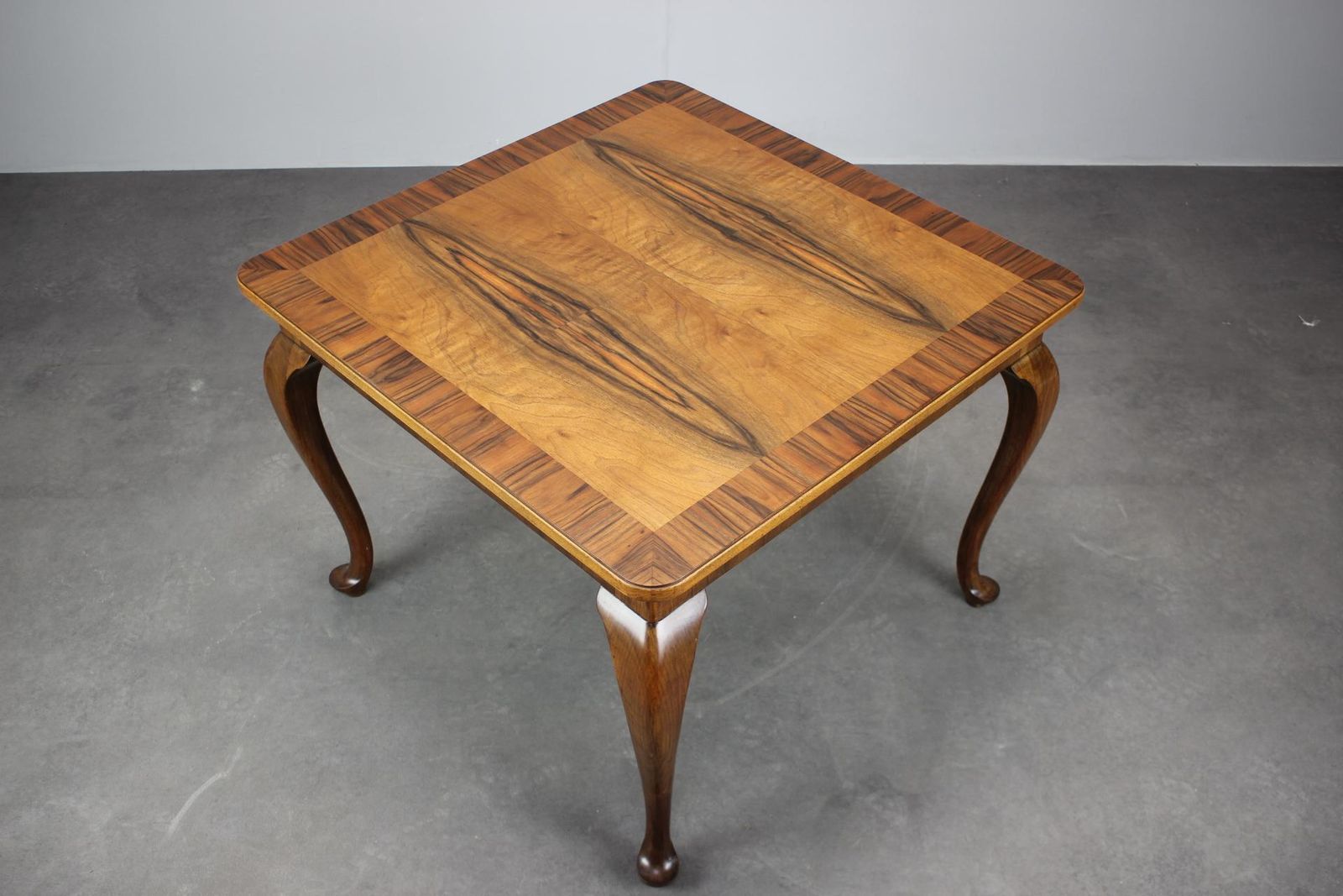 1930s European Art Deco Walnut Veneer Square Coffee Side Table With Restored Oil photo furniture