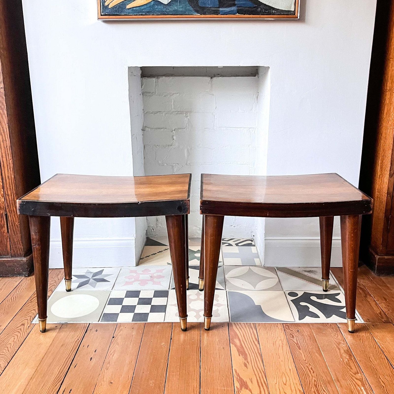 Pair Of Italian Mid Century Side Tables / Stools