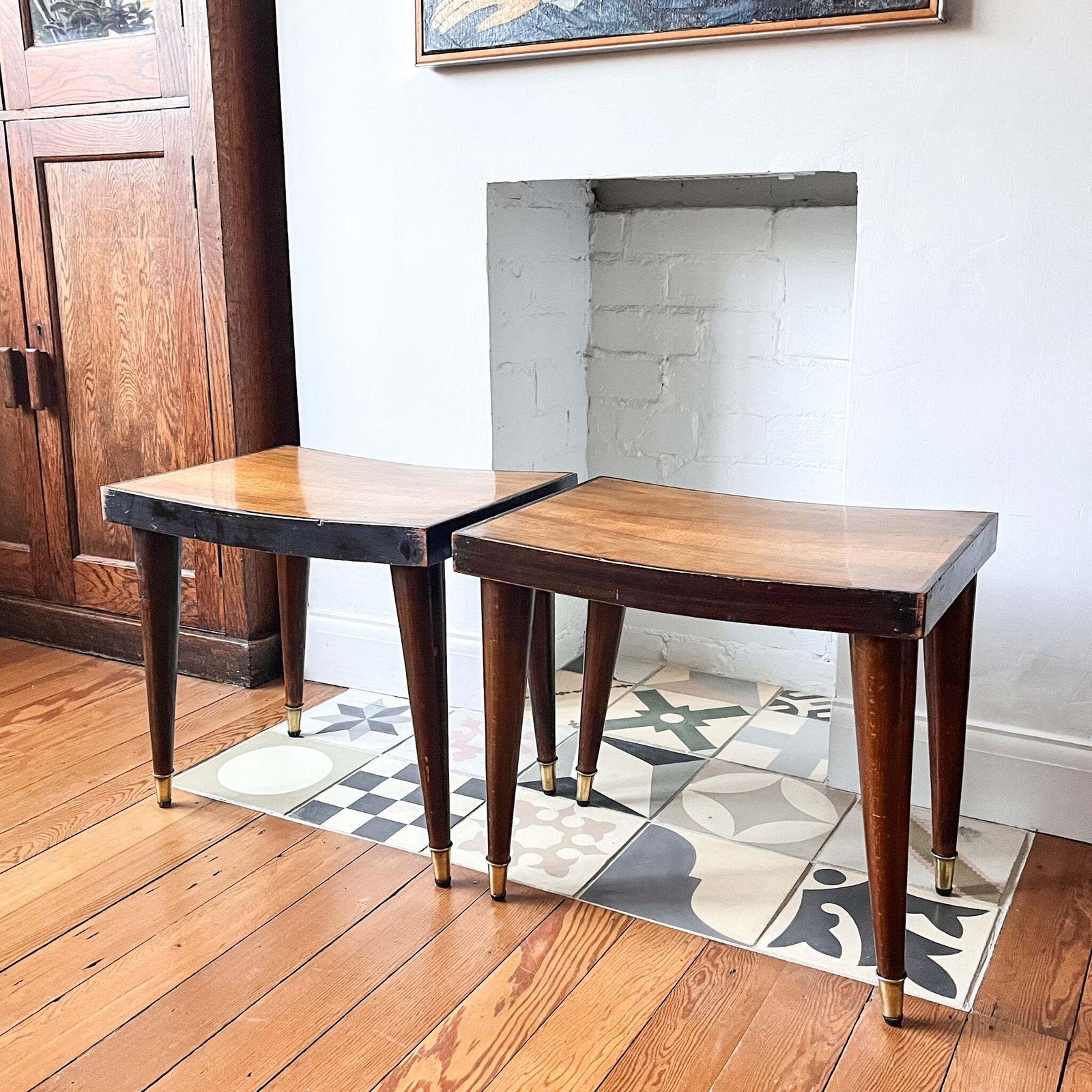 Pair Of Italian Mid Century Side Tables / Stools photo furniture